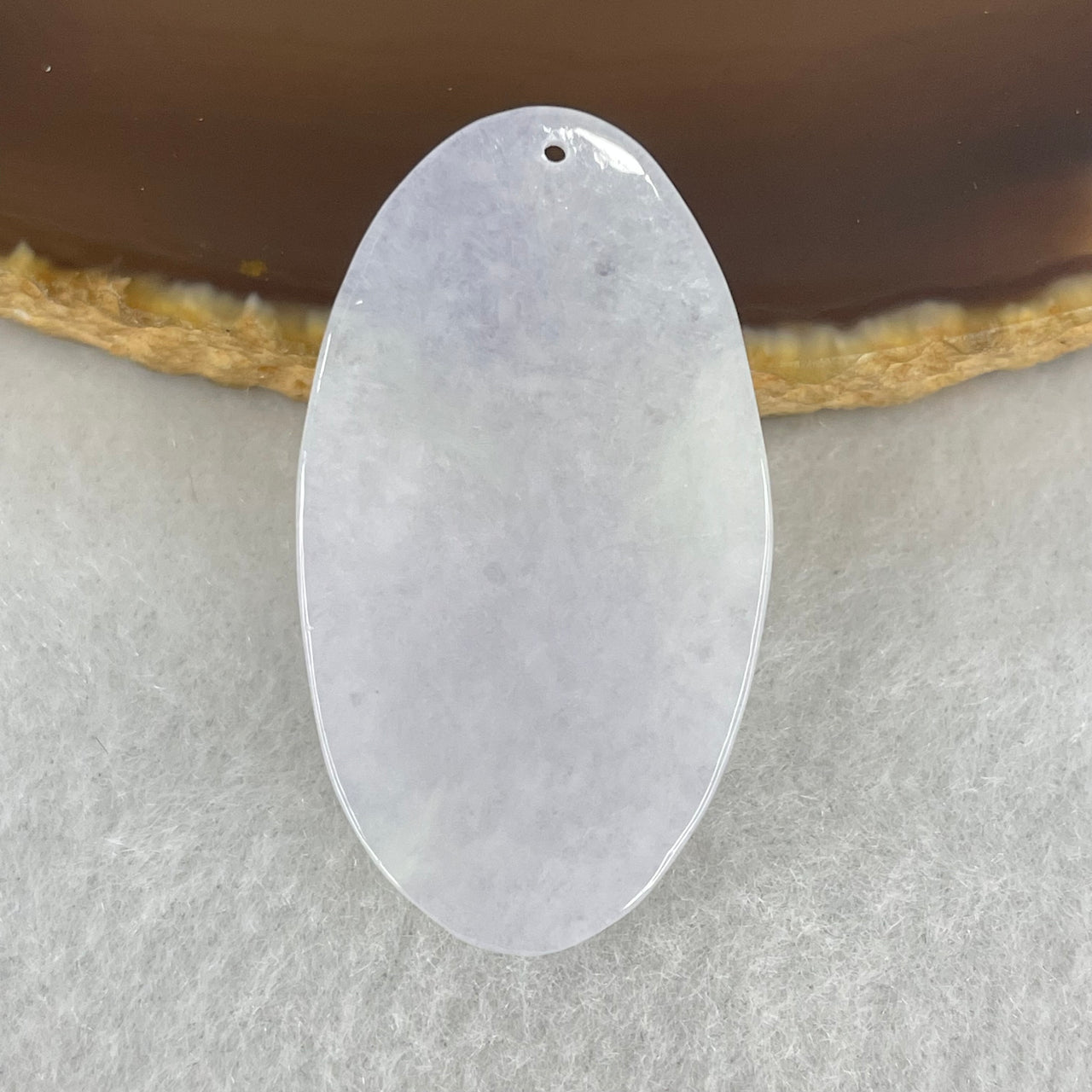 Highly Translucent Type A Faint Lavender Oval Wu Shi Pai Pendant 4.83g 37.3 by 20.9 by 2.6mm (Slight External Rough on Back)