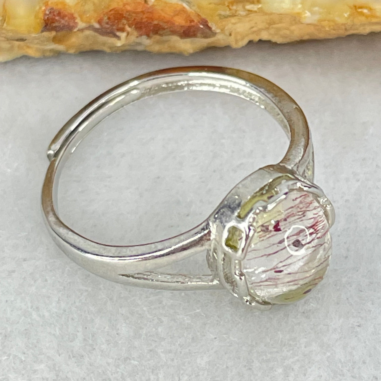 Above Average Grade Natural Super 7 Crystal in S925 Sliver Ring (Adjustable Size) 1.98g 9.4 by 7.1 by 4.5mm