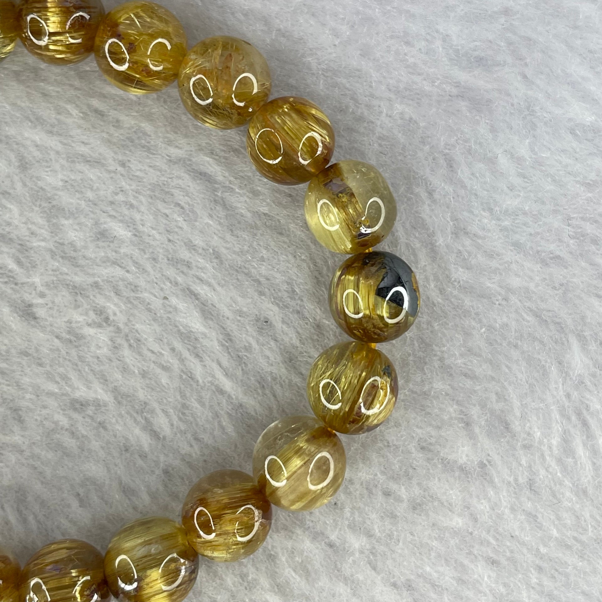 High Quality Natural Golden Rutilated Quartz Bracelet 顺发金手链 16.37g 7.8 mm 24 Beads - Huangs Jadeite and Jewelry Pte Ltd