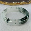 Transparent Colourless with Moss Green Piao Hua Sodium Feldspar Jade Bangle 水沫玉手镯 Internal Diameter 54.3mm 62.59g 16.2 by 9.9mm