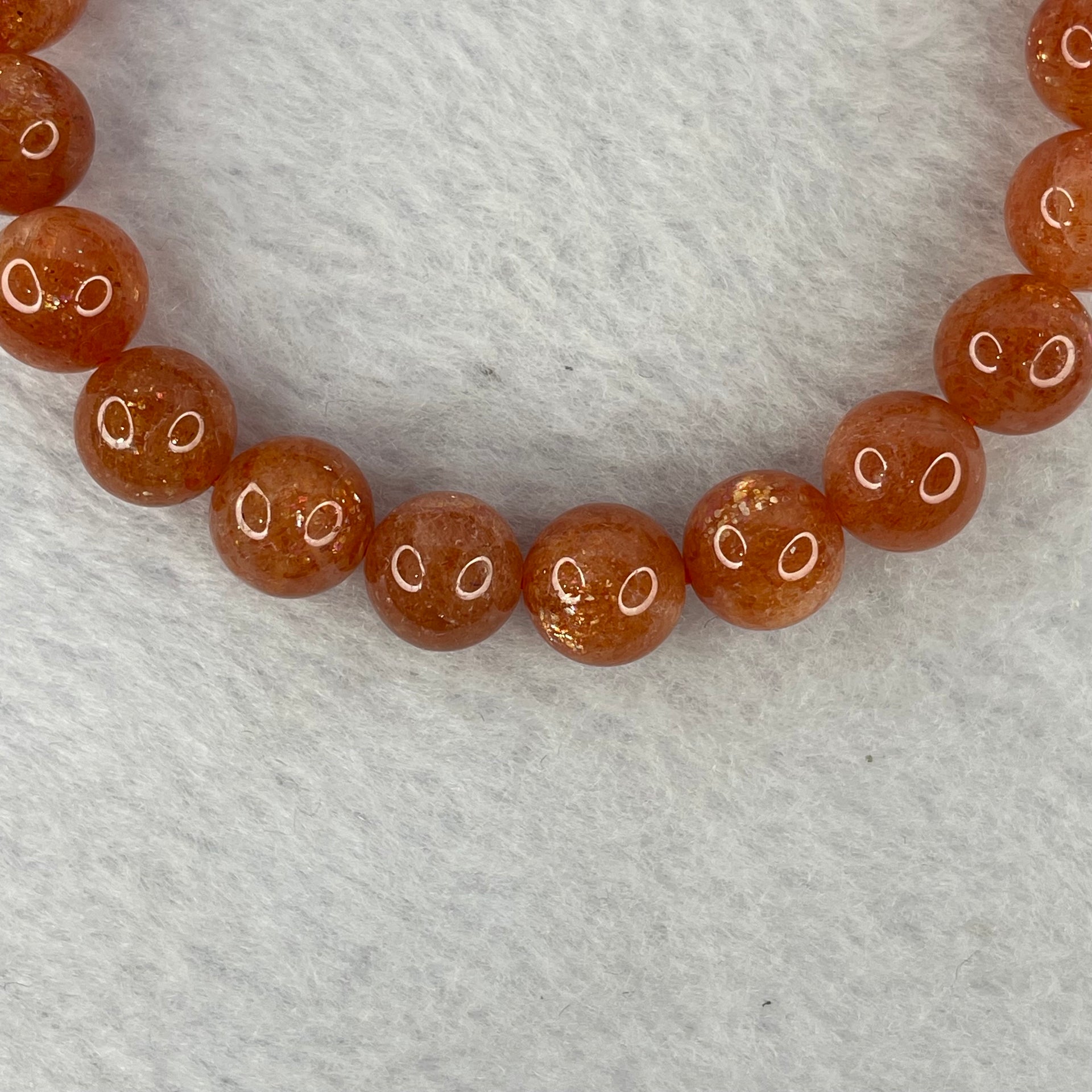 Good Grade Natural Sunstone, Heliolite and Aventurine Feldapar Beads Bracelet 天然金太阳日光石珠手链 21.87g 16 cm 9.1 mm 21 Beads - Huangs Jadeite and Jewelry Pte Ltd