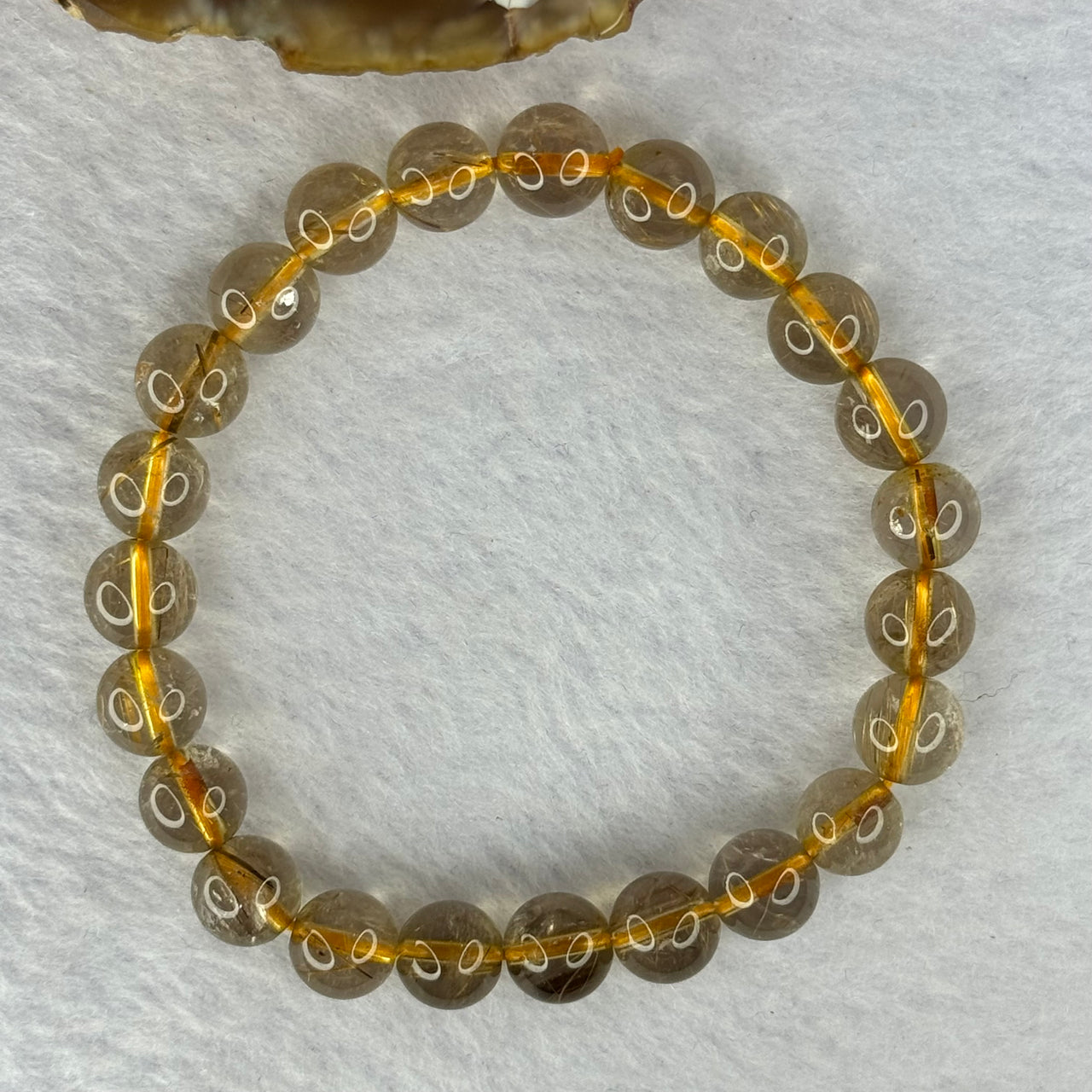 Natural Golden Rutilated Quartz Beads 天然金发水晶手链 17.28g 15cm 8.4mm 23 Beads - Huangs Jadeite and Jewelry Pte Ltd