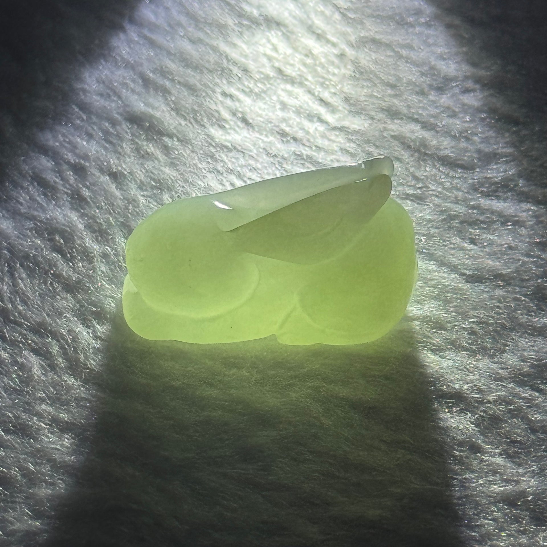 Type A Faint Green Jadeite Rabbit Pendant 8.12g 25.8 by 11.0 by 17.0mm - Huangs Jadeite and Jewelry Pte Ltd