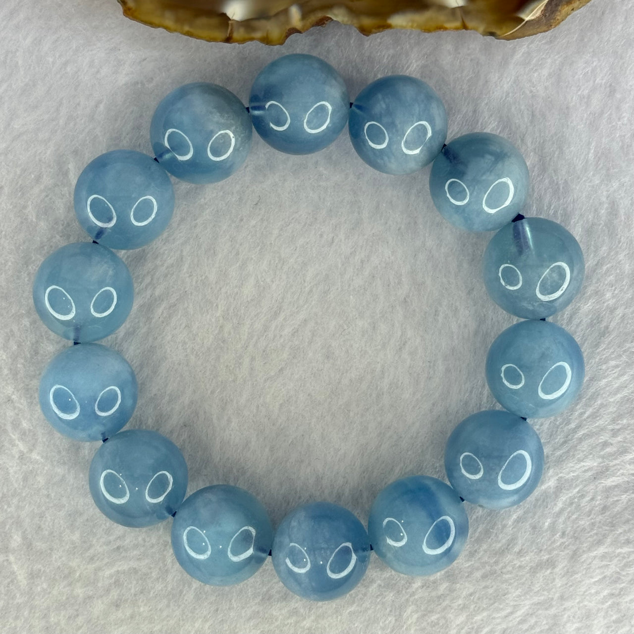 Natural Aquamarine Beads Bracelet 75.20g 19cm 15.8mm 14 Beads