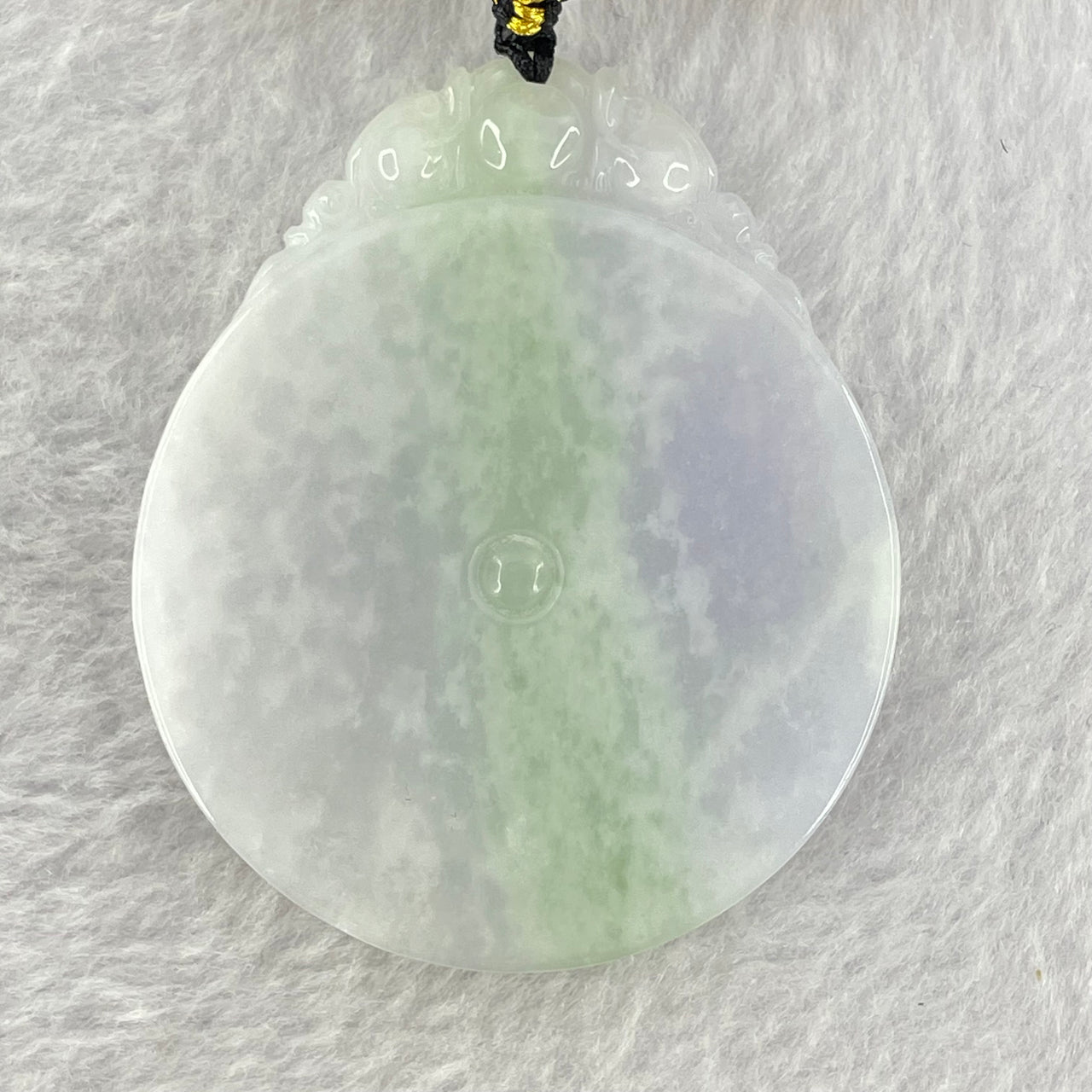 Type A Lavender Green White Jadeite Round Wu Shi Pai Pendent 47.79g 54.5 by 45.7 by 7.5mm