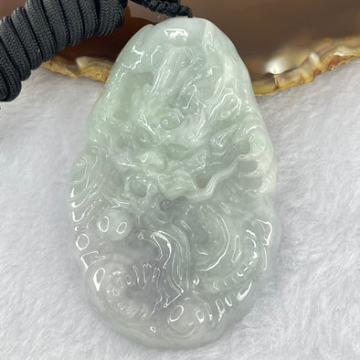 Type A Green Lavender Jadeite Dragon Pendant 56.31g 71.1 by 45.5 by 11.5mm