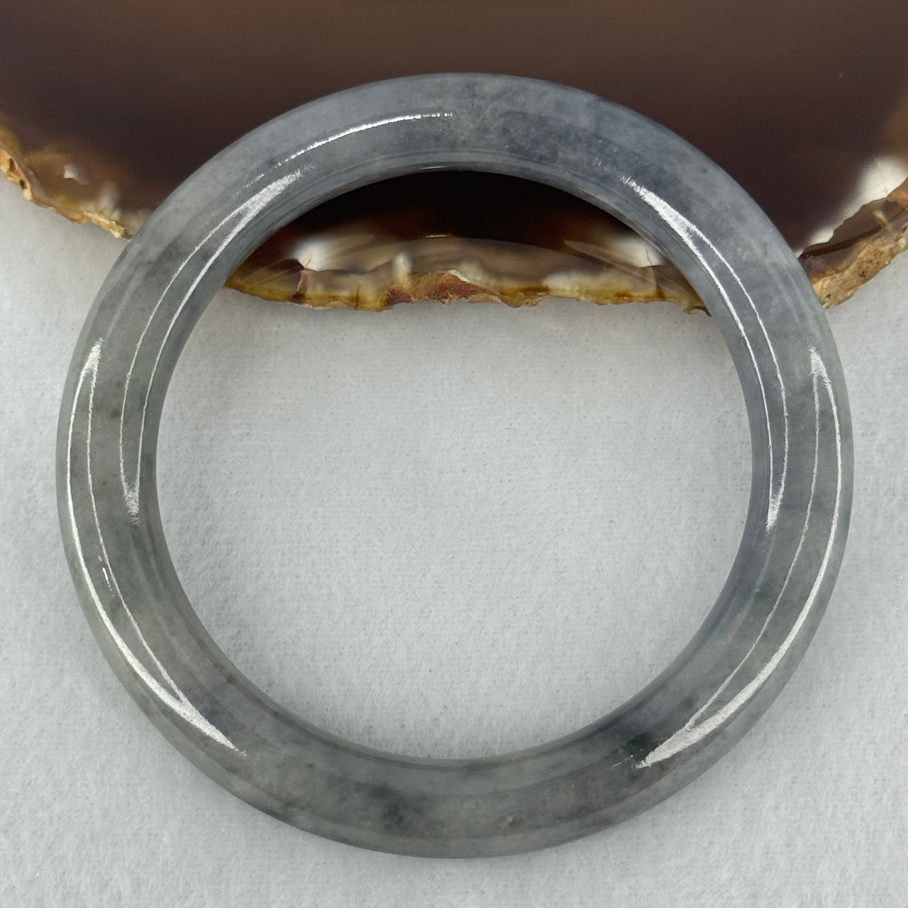 Type A Grey Piao Hua Jadeite Bangle Internal Diameter 57.8mm 52.77g 10.0 by 9.9mm (Very slight Internal Line)