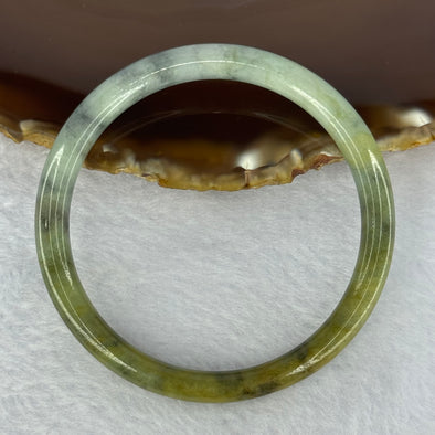 Type A Brownish Green with Green Piao Hua Jadeite Bangle 19.16g Internal Diameter 53.5mm 6.5 by 6.7mm (Slight External Line)