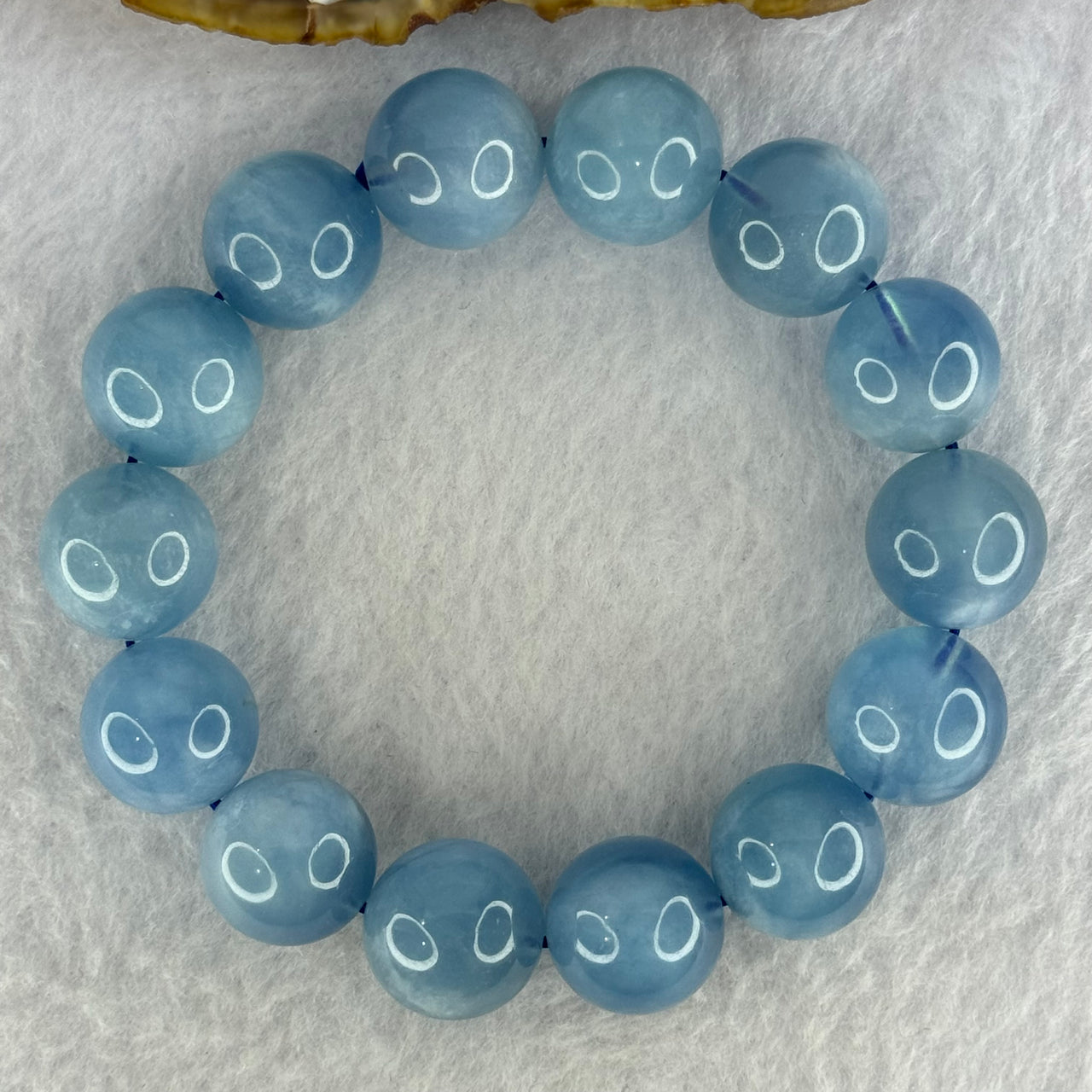 Natural Aquamarine Beads Bracelet 75.87g 19cm 15.9mm 14 Beads