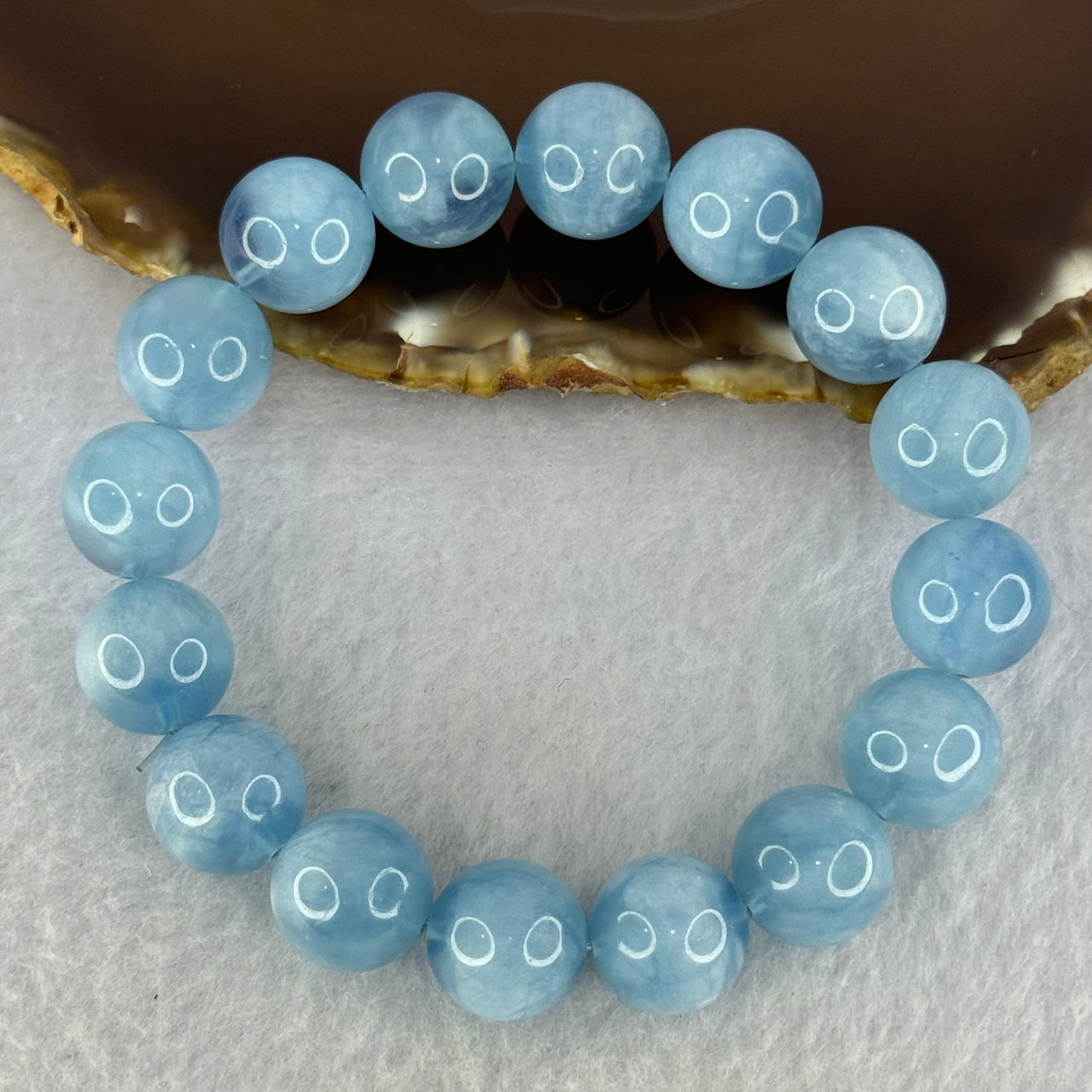 Natural Aquamarine Beads Bracelet 42.45g 18cm 13.2mm 16 Beads