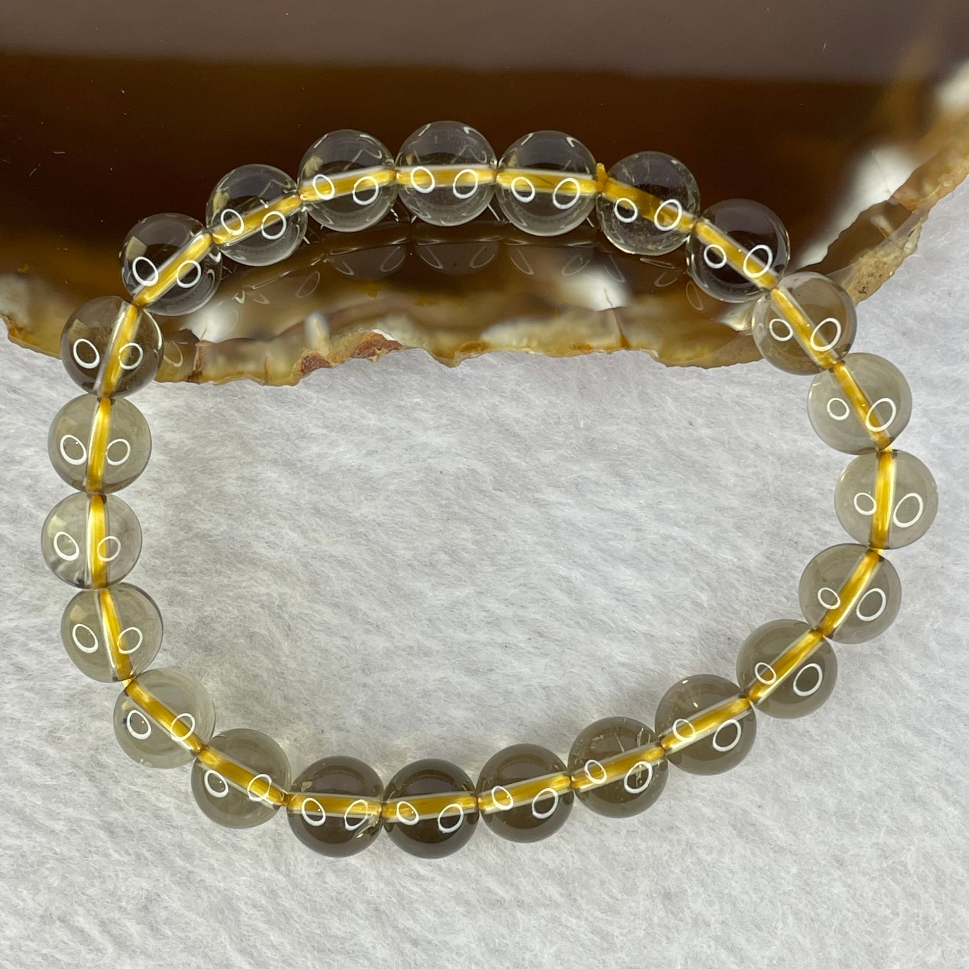 Natural Smoky Quartz Bracelet 18.03g 15.5cm 8.3mm 23 Beads - Huangs Jadeite and Jewelry Pte Ltd