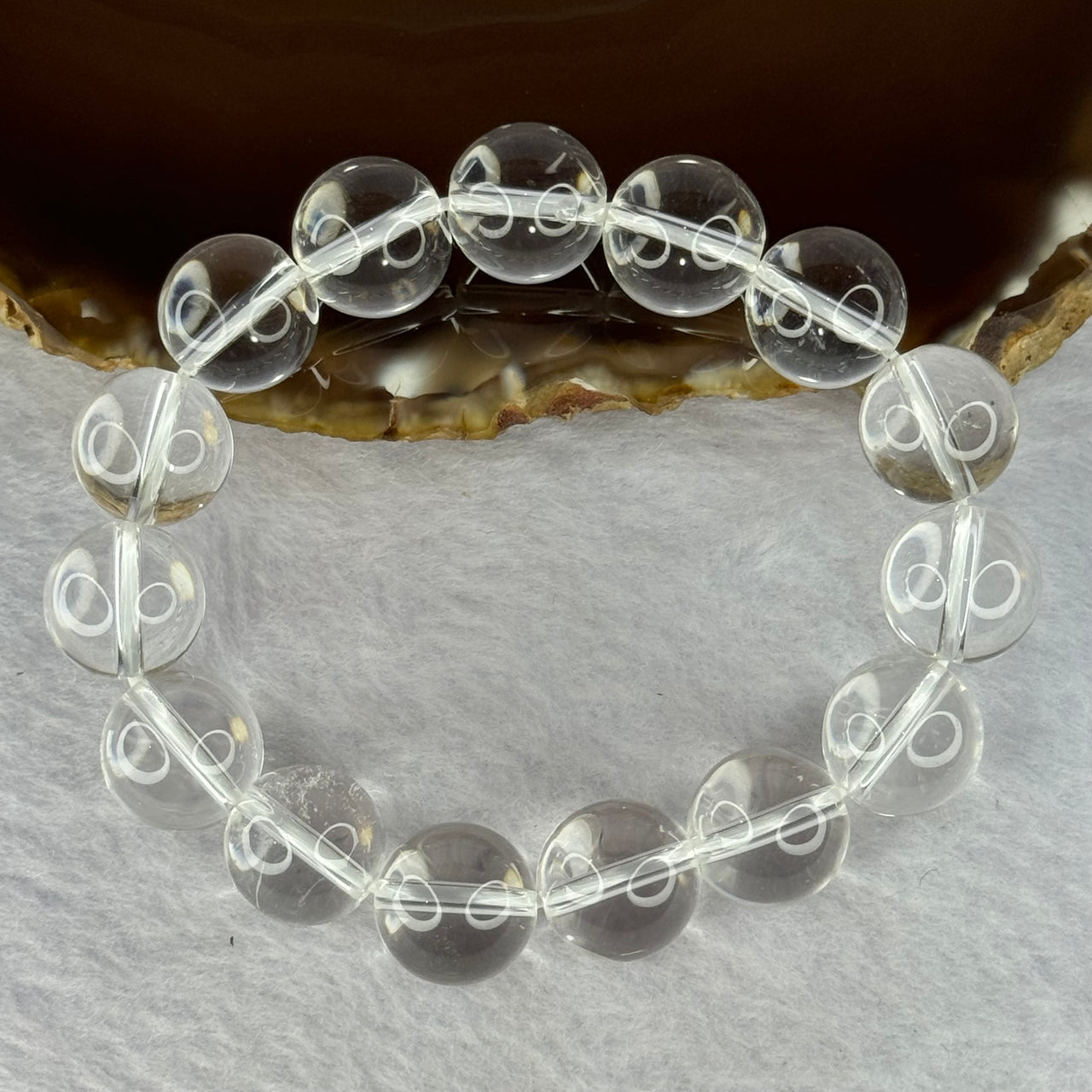 Natural Clear Quartz Beads Bracelet 天然白水晶手链 43.27g 16cm 12.8mm 15 Beads