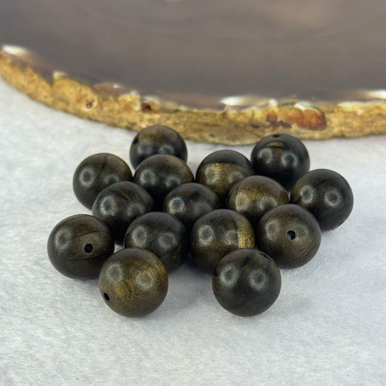 Natural Wild Cambodian Agarwood 1 Bead 天然野生柬埔寨沉香珠子 each about 0.97g 12.4mm (price per bead) - Huangs Jadeite and Jewelry Pte Ltd