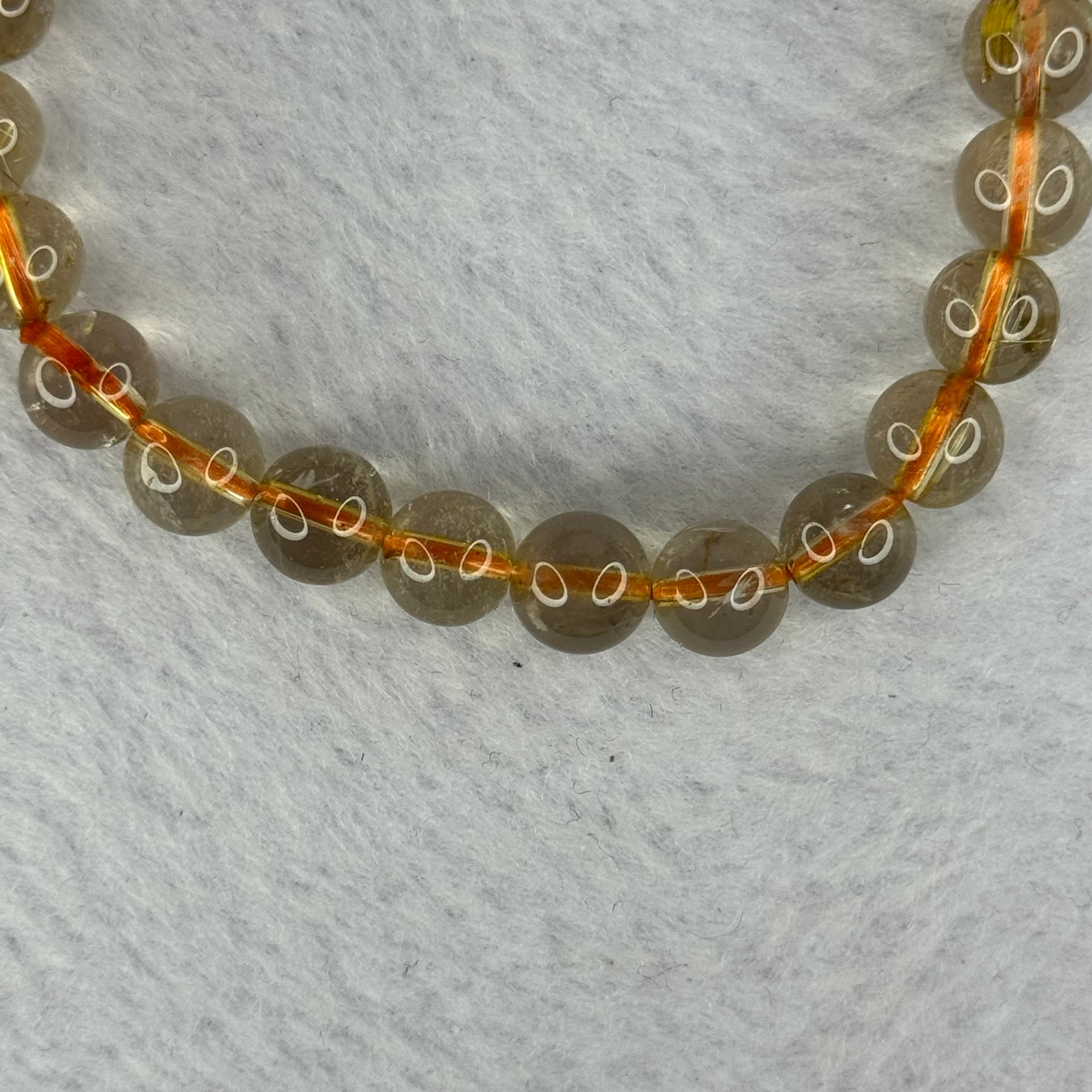 Natural Golden Rutilated Quartz Beads 天然金发水晶手链 14.53g 15cm 7.5mm 24 Beads - Huangs Jadeite and Jewelry Pte Ltd