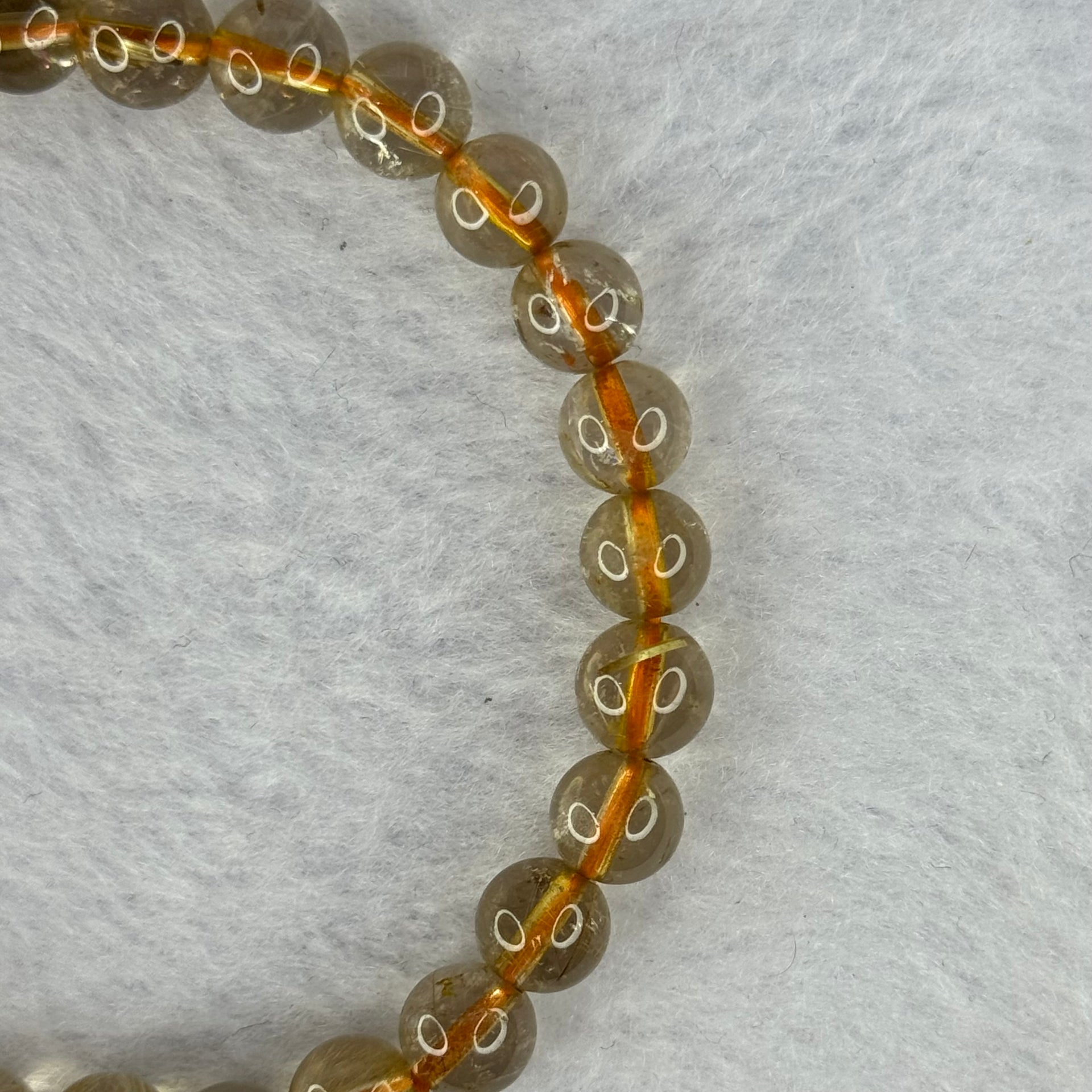 Natural Golden Rutilated Quartz Beads 天然金发水晶手链 13.23g 15.5cm 7.3mm 27 Beads - Huangs Jadeite and Jewelry Pte Ltd