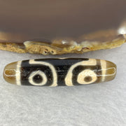 Natural Powerful Tibetan Old Oily Agate 3 Eyes Dzi Bead Heavenly Master (Tian Zhu) 三眼天诛 10.96g 47.5 12.2 mm - Huangs Jadeite and Jewelry Pte Ltd