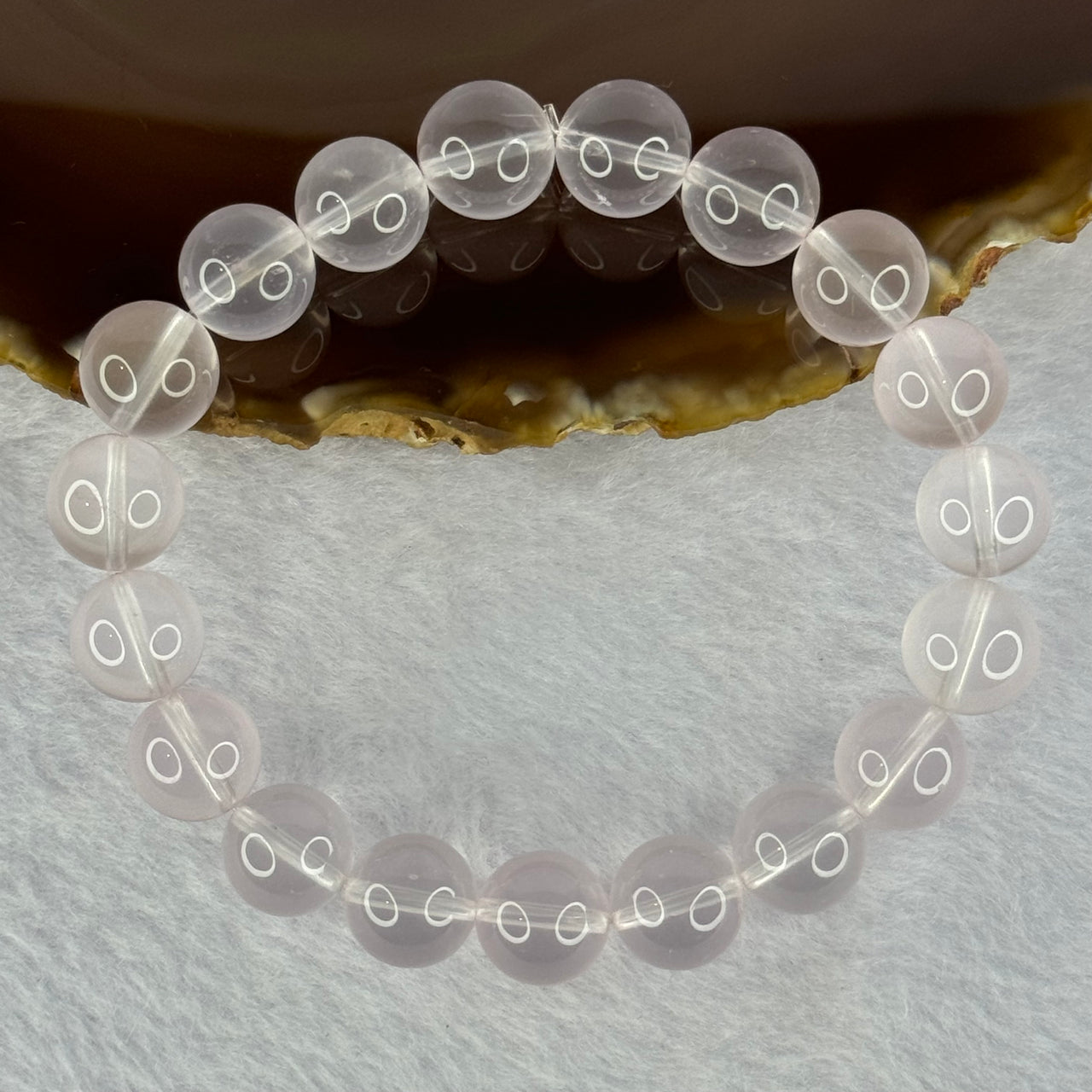 Natural Rose Quartz Beads Bracelet 天然玫瑰石英珠手链 31.96g 17.5cm 10.9mm 19 Beads