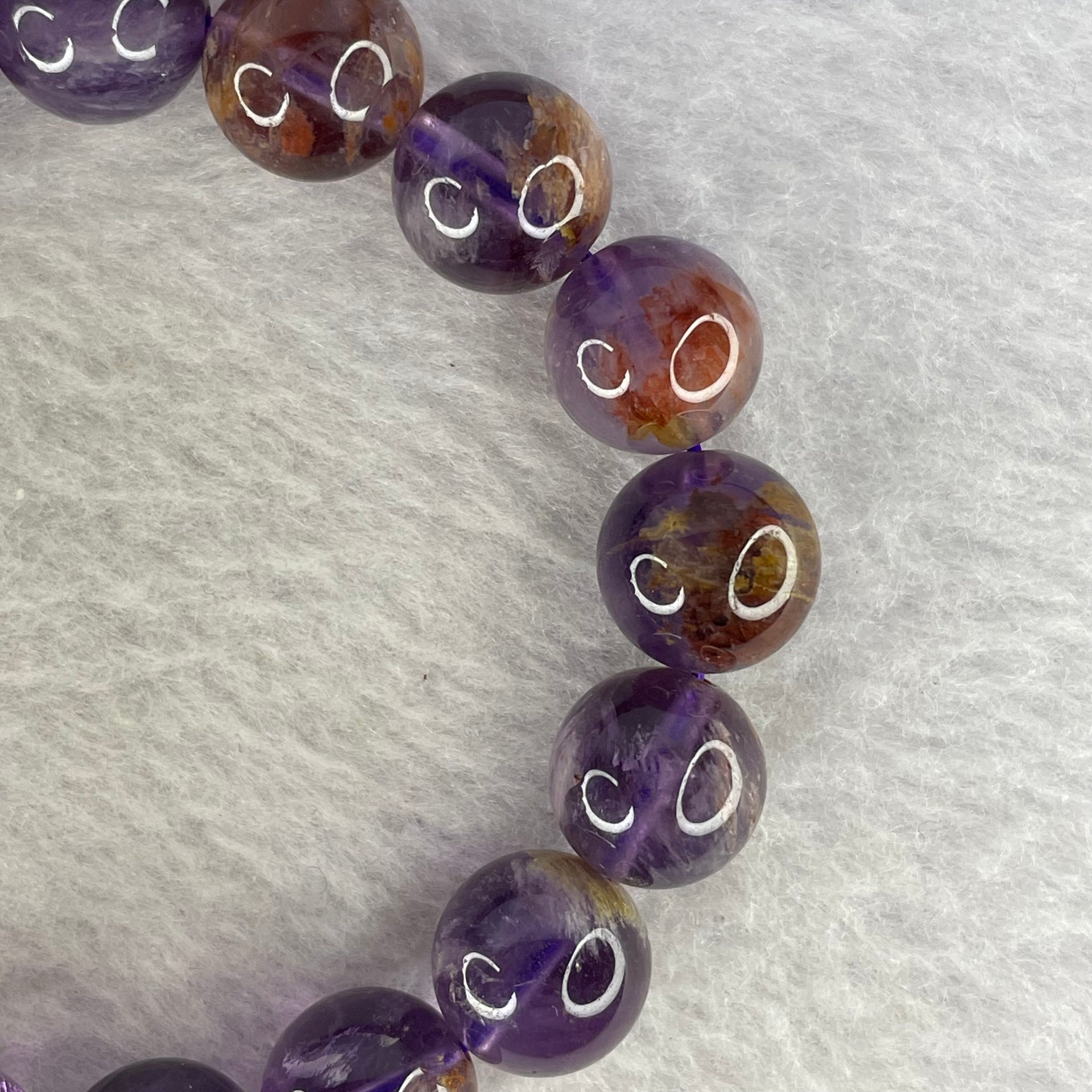 Natural Amethyst Phantom Quartz Bracelet 41.07g 12.2 mm 17 Beads - Huangs Jadeite and Jewelry Pte Ltd