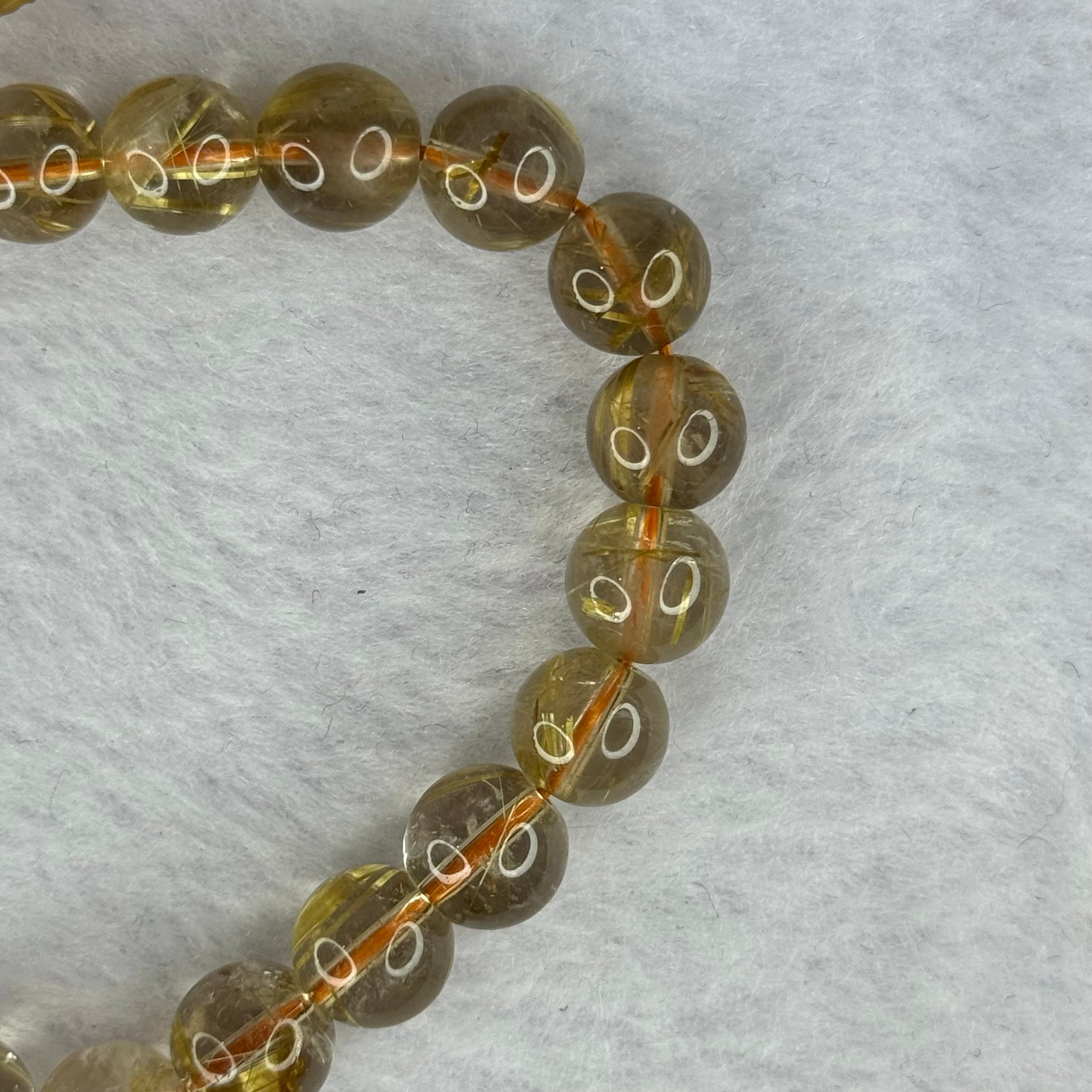 Natural Golden Rutilated Quartz Beads 天然金发水晶手链 22.25g 15.5cm 9.4mm 21 Beads - Huangs Jadeite and Jewelry Pte Ltd