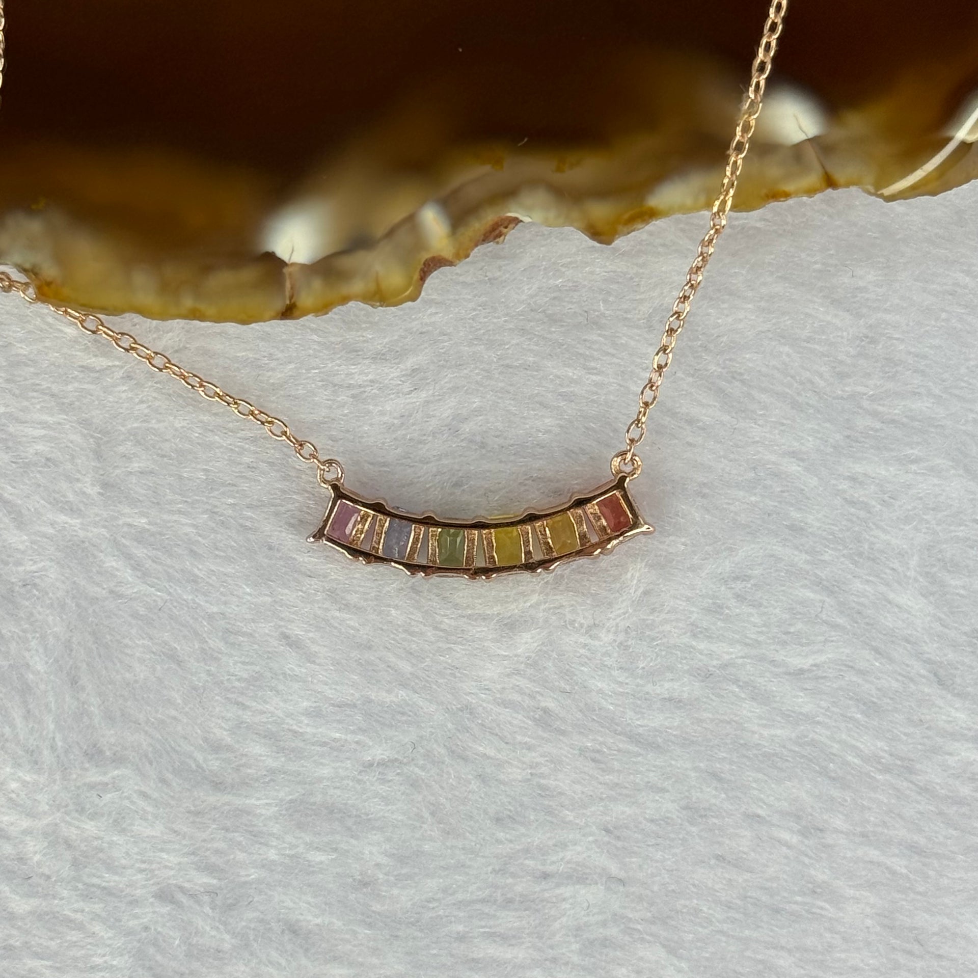 Natural Tourmaline in 925 Sliver Rose Gold Colour Necklace 2.48g 4.1 by 3.2 by 2.0mm - Huangs Jadeite and Jewelry Pte Ltd