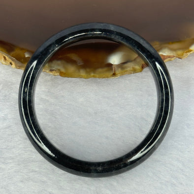 Type A Highly Translucent Black Grey Wuji Jadeite Baby Bangle 12.83g Internal Diameter 36.4mm 7.4 by 5.1mm