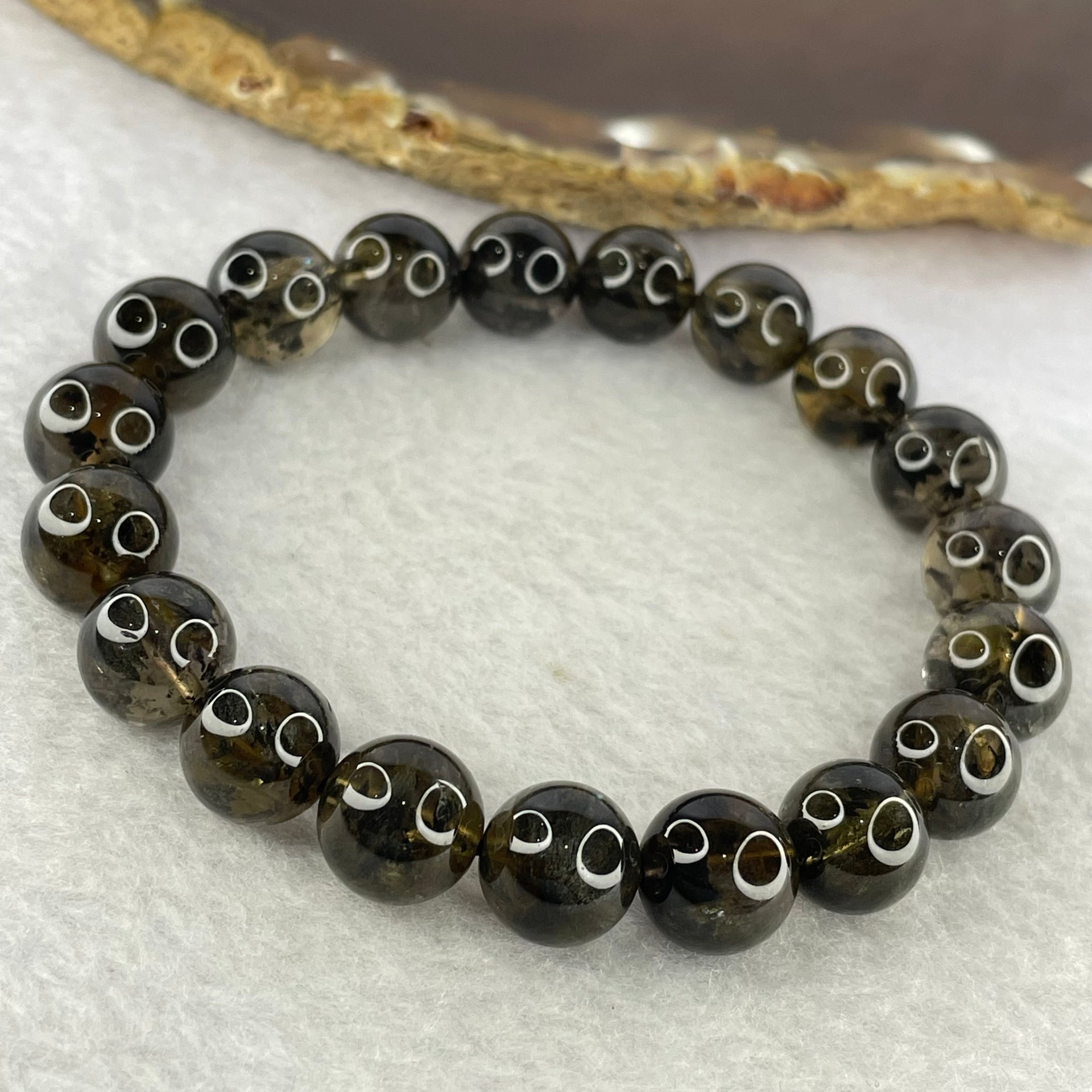 Natural Black Auralite Crystal Bracelet 黑极光手链 32.59g 11.0mm 19 Beads - Huangs Jadeite and Jewelry Pte Ltd