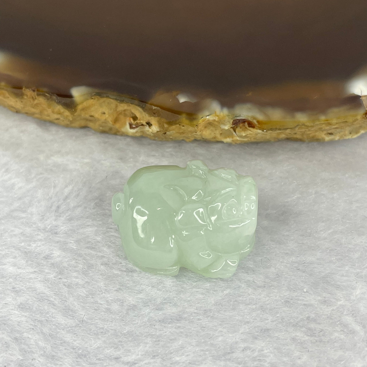 Type A Jelly Light Green Jadeite Pixiu Pendent A货浅绿色翡翠貔貅 7.67g 20.0 by 15.7 by 11.5 mm - Huangs Jadeite and Jewelry Pte Ltd