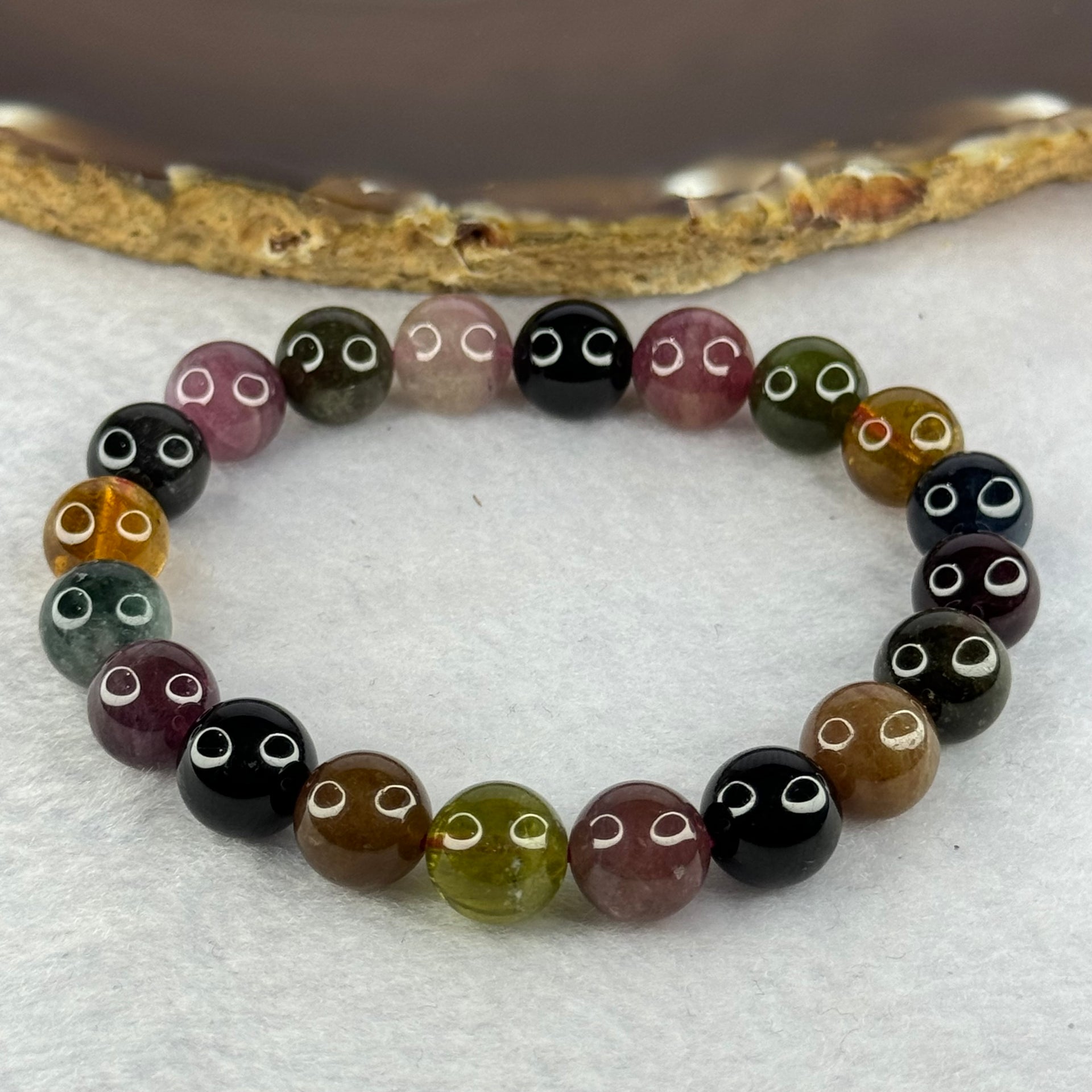 Good Grade Natural Tourmaline Beads Bracelet 好的天然碧玺珠手链 29.21g 16cm 9.9mm 20 Beads - Huangs Jadeite and Jewelry Pte Ltd