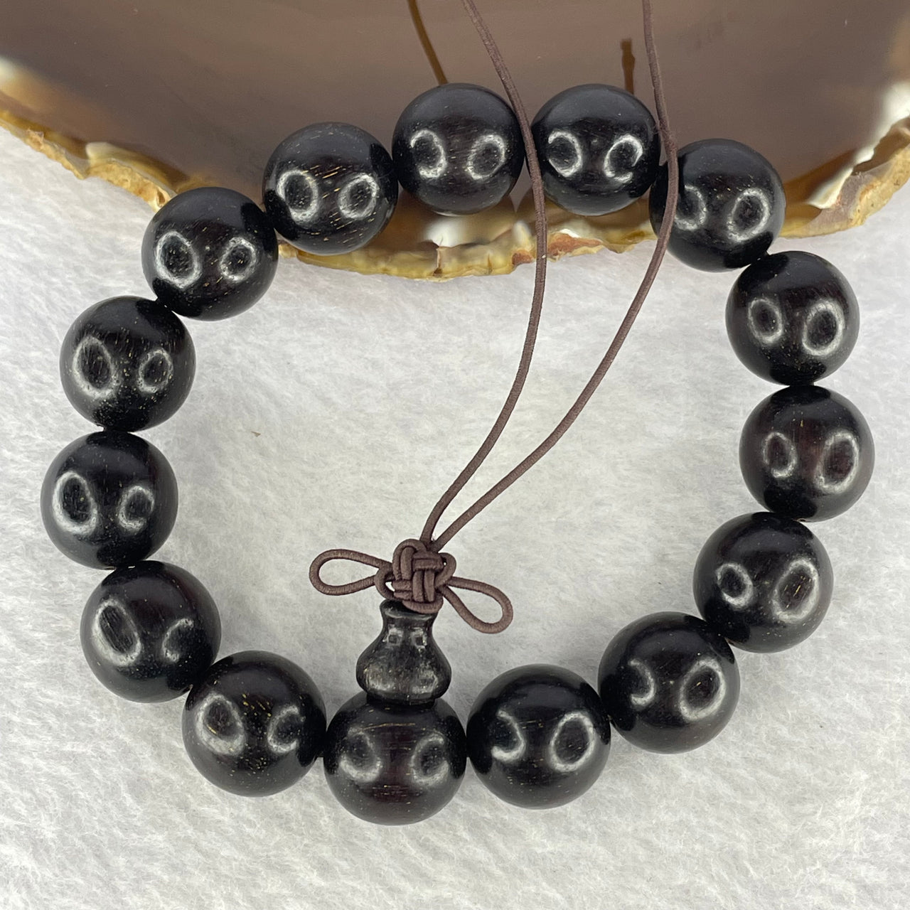 Natural India Zitan Sandalwood 小叶字檀木 Beads Bracelet Sinking Type 28.33g 14.8 mm 15 Beads - Huangs Jadeite and Jewelry Pte Ltd