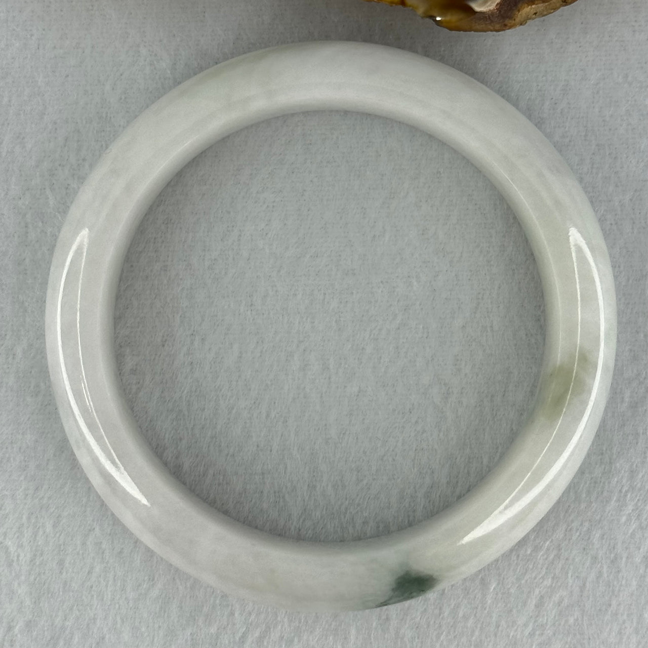 Type A Faint Green Lavender with Moss Green Patch Jadeite Bangle Internal Diameter 55.8mm 67.56g 14.8 by 8.6mm (Internal Lines)