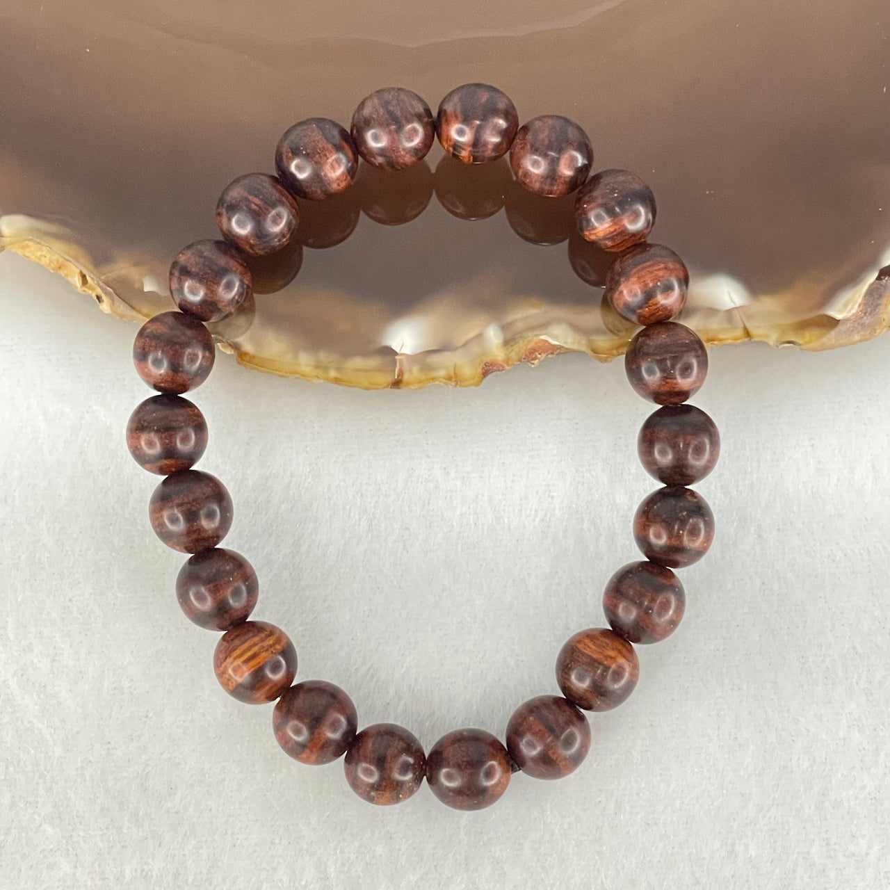 Natural Rosewood Beads Bracelet 5.28g 15cm 8.3mm 22 Beads