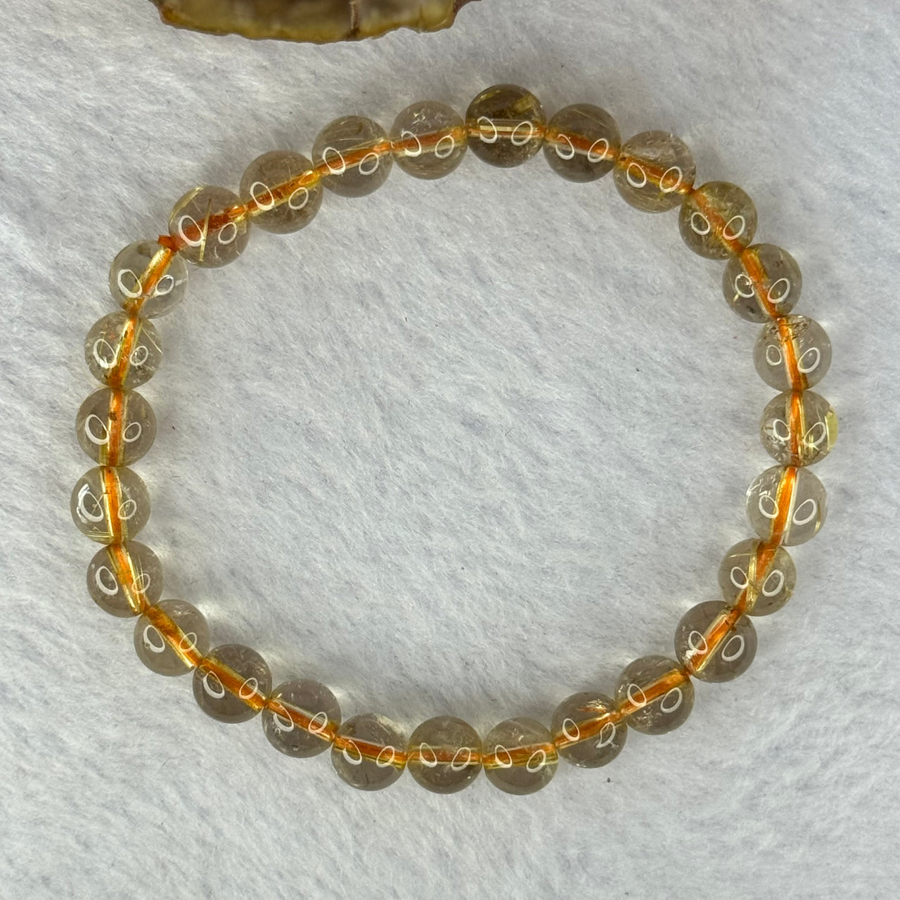 Natural Golden Rutilated Quartz Beads 天然金发水晶手链 13.19g 15.5cm 7.4mm 27 Beads - Huangs Jadeite and Jewelry Pte Ltd