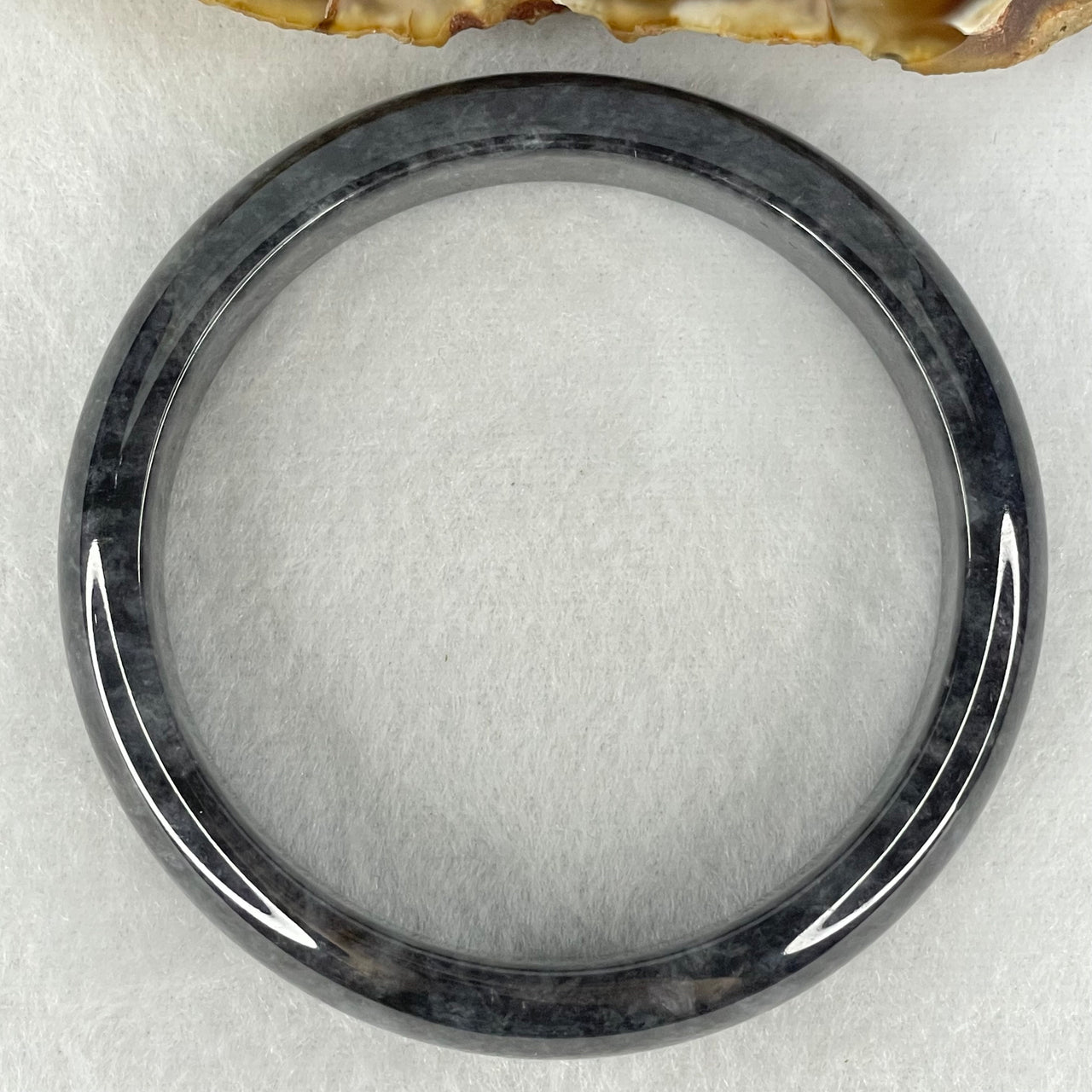 Type A Wuji Black Grey Jadeite Bangle Internal Diameter 55.9mm 50.76g 13.5 by 7.1mm (Very Slight Fine internal Lines)