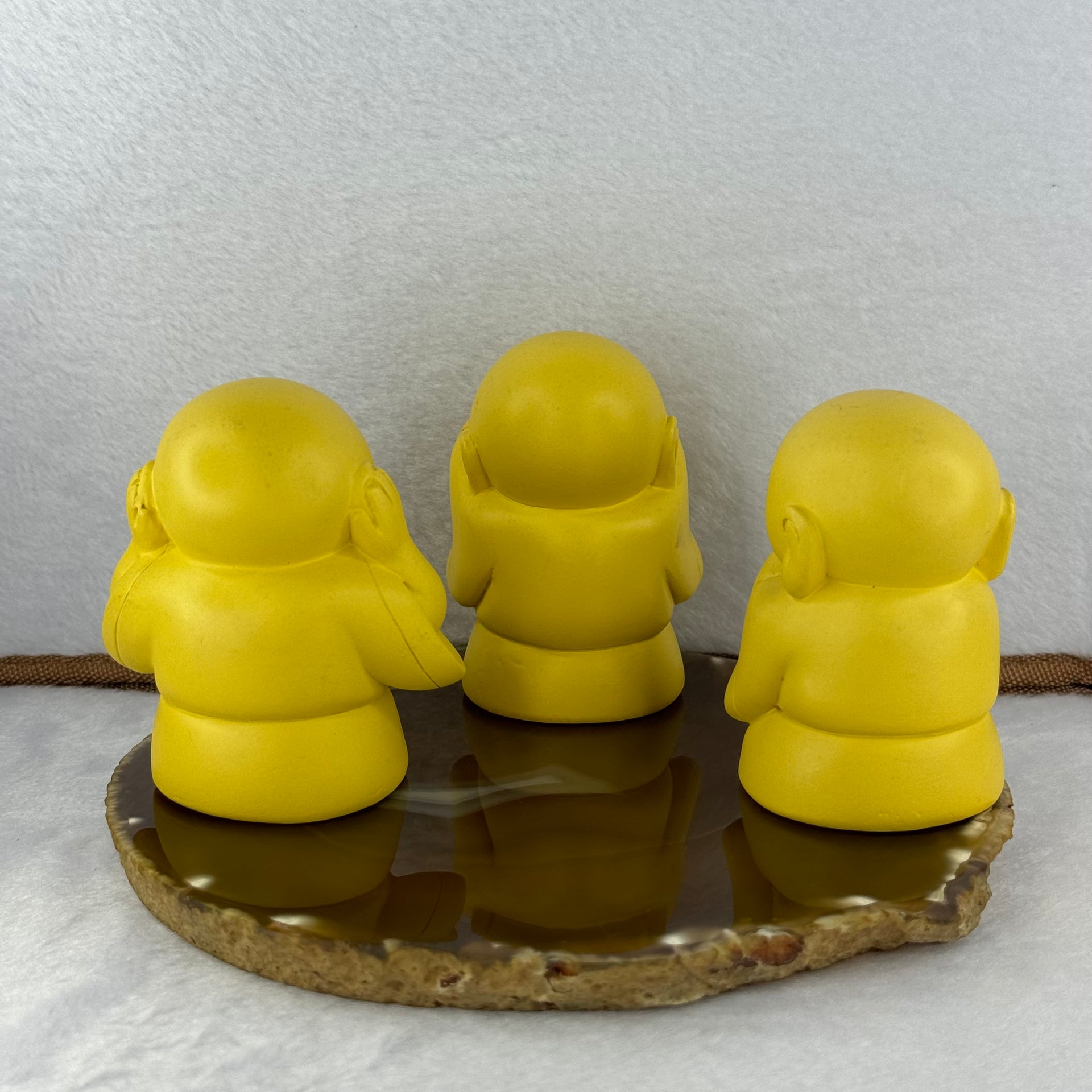 Clay Hear No Evil, See No Evil, Say No Evil Display Set Each about 71.2 by 45.8 by 44.3mm Total Weight 461.78g - Huangs Jadeite and Jewelry Pte Ltd