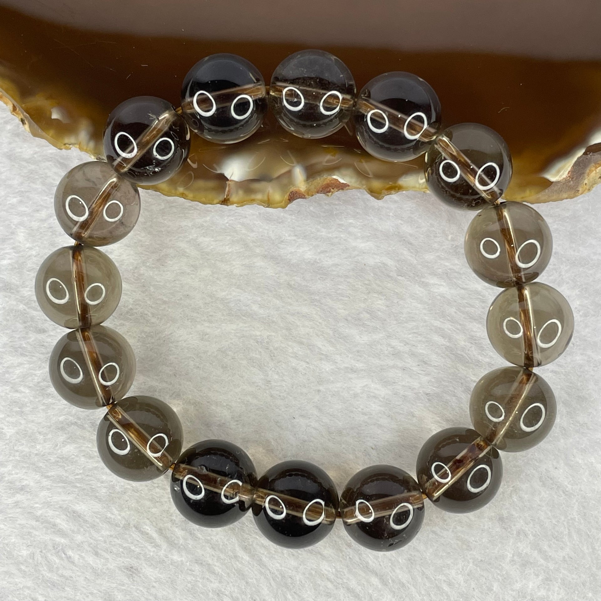 Natural Smoky Quartz Bracelet 36.34g 15.5mm 12.1mm 16 Beads - Huangs Jadeite and Jewelry Pte Ltd