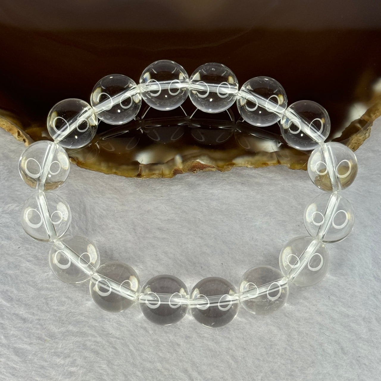 Natural Clear Quartz Beads Bracelet 天然白水晶手链 46.03g 17.5cm 12.9mm 16 Beads