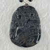 Black Obsidian Beads Necklace with Black Obsidian 3 Legged Toad Wealth Pendant 34.64g 53.0 by 40.9 by 11.3mm