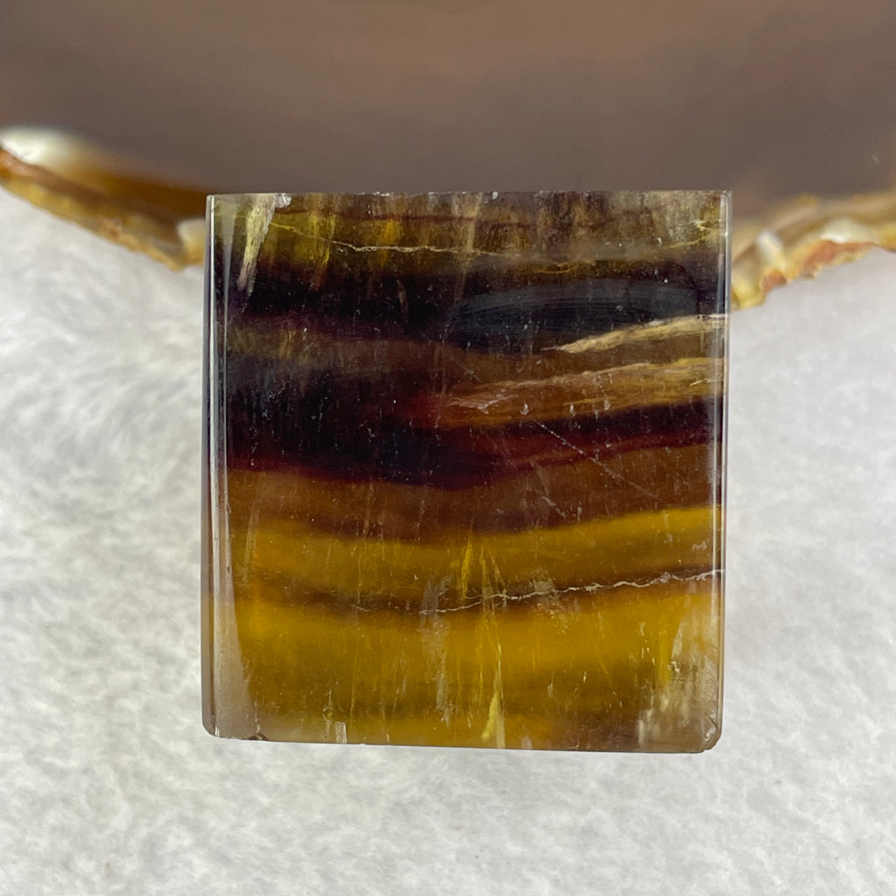 Rare Natural Yellow and Brown Fluorite mini Display 150.65g 38.9 by 33.5 by 37.2mm - Huangs Jadeite and Jewelry Pte Ltd