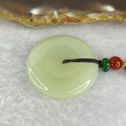 Natural yellowish White Nephrite 和田玉 Ping An Kou Donut 平安扣29.9 by 6.4mm Pendant 13.35g - Huangs Jadeite and Jewelry Pte Ltd