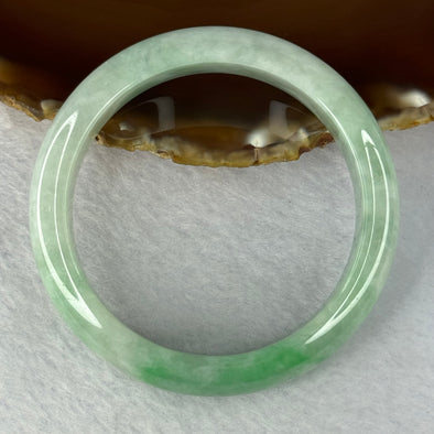 Type A Green with Apple Green Patches Jadeite Bangle 56.91g Inner Diameter 54.8mm 13.6 by 8.3mm (Slight Internal Lines) - Huangs Jadeite and Jewelry Pte Ltd