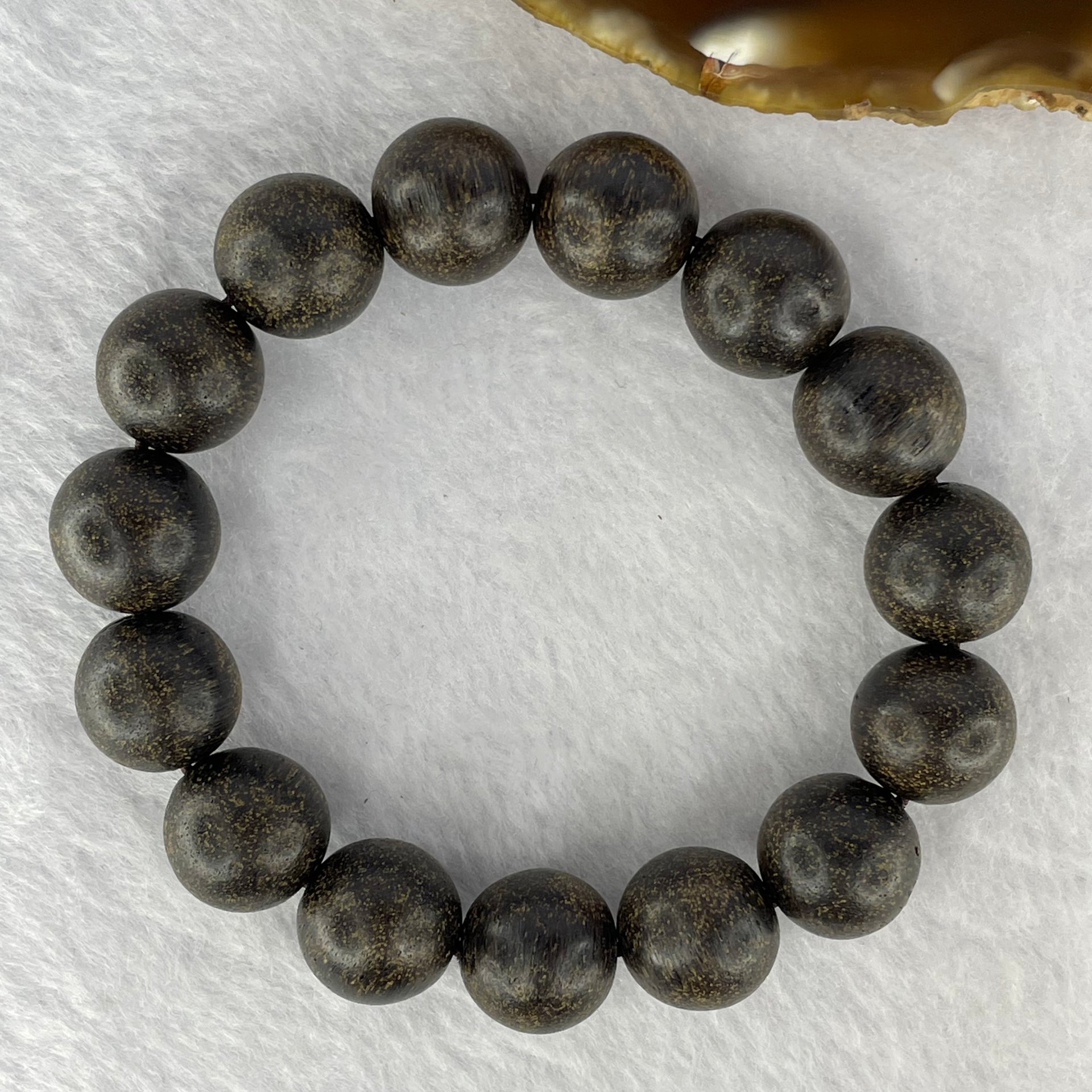 Natural Old Wild Indonesia Agarwood Beads Bracelet (Sinking Type) 天然老野生印尼沉香珠手链 22.72g 17.5 cm / 13.9 mm 15 Beads - Huangs Jadeite and Jewelry Pte Ltd