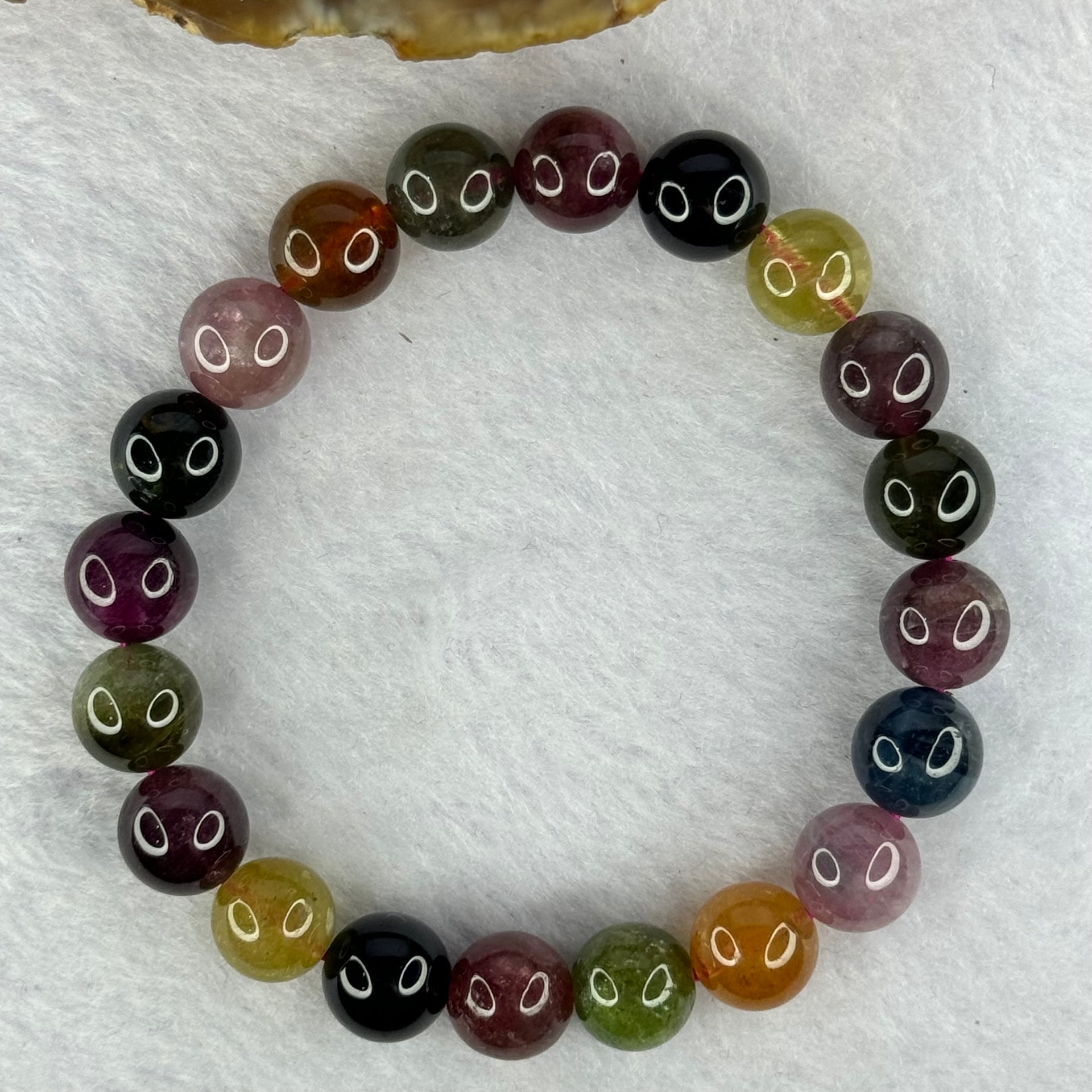 Good Grade Natural Tourmaline Beads Bracelet 好的天然碧玺珠手链 29.47g 16.5cm 9.9mm 20 Beads - Huangs Jadeite and Jewelry Pte Ltd