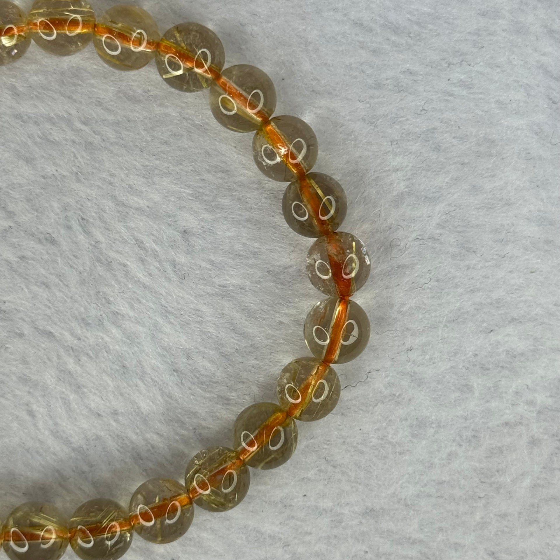 Natural Golden Rutilated Quartz Beads 天然金发水晶手链 12.59g 15cm 7.3mm 26 Beads - Huangs Jadeite and Jewelry Pte Ltd