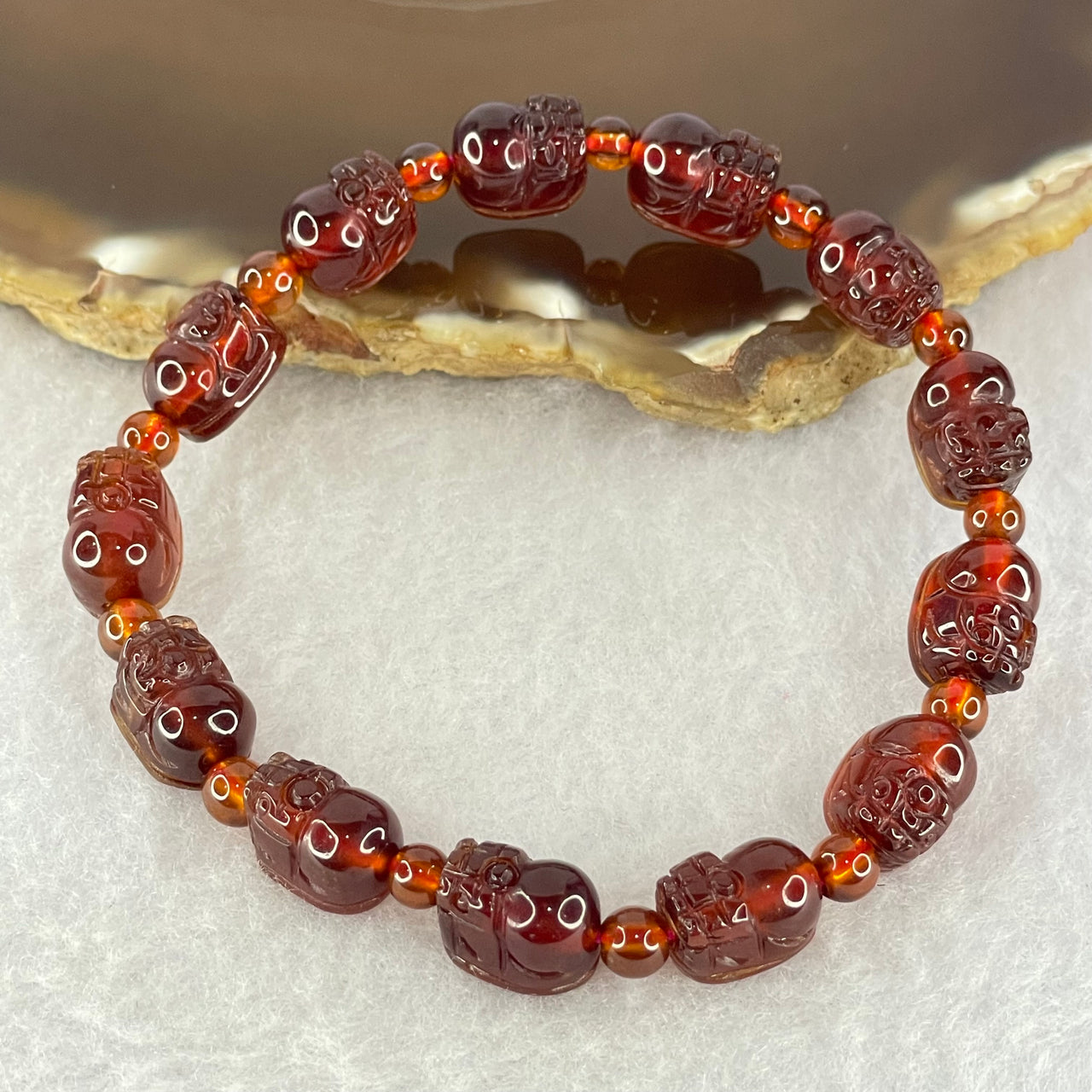 Natural Red Garnet Pixiu Bracelet 22.81g 16cm 10.9 by 7.7 by 7.4mm