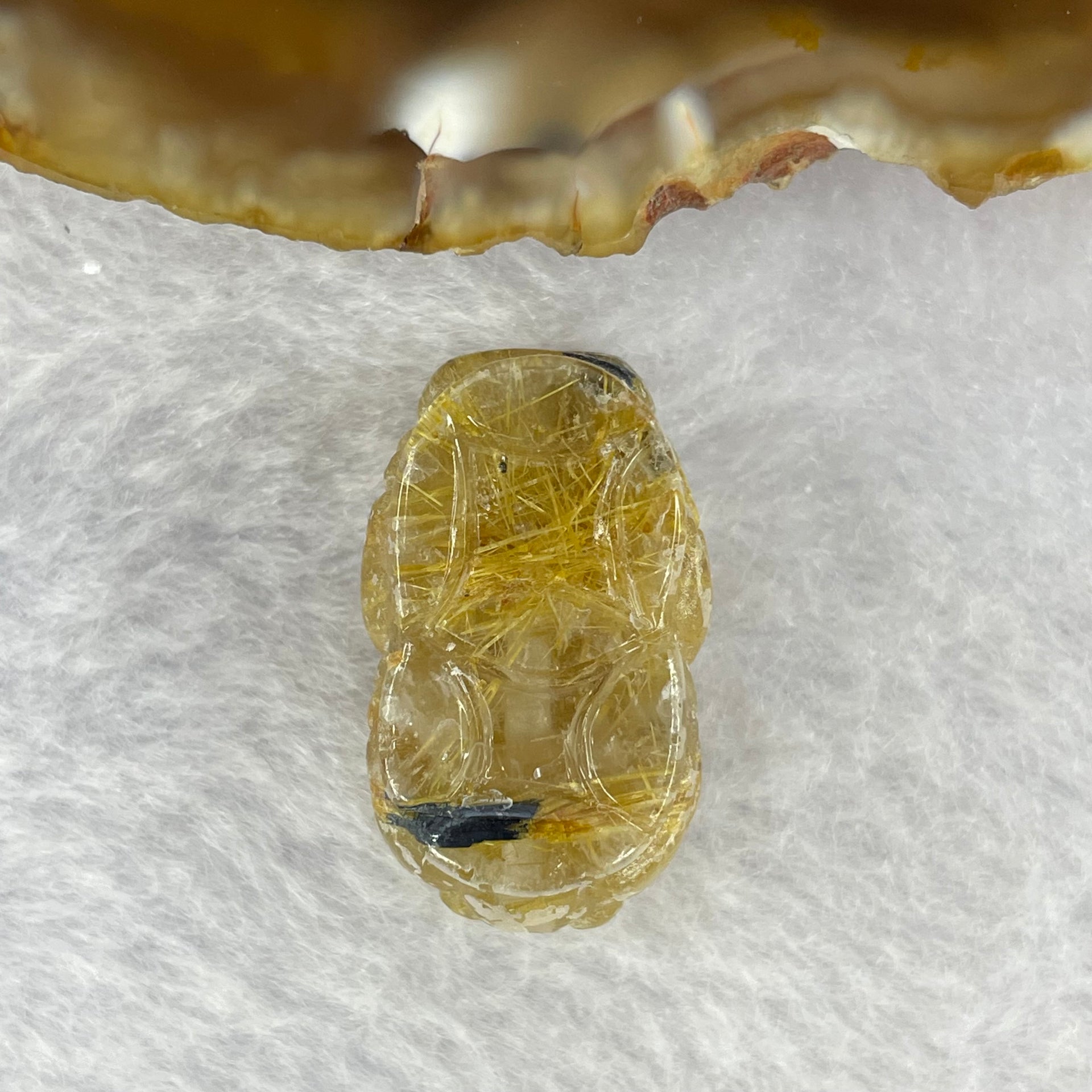 Above Average Grade Natural Golden Rutilated Quartz Pixiu Charm for Bracelet 天然金发水晶貔貅 6.14g 23.7 by 14.1 by 16.9mm - Huangs Jadeite and Jewelry Pte Ltd