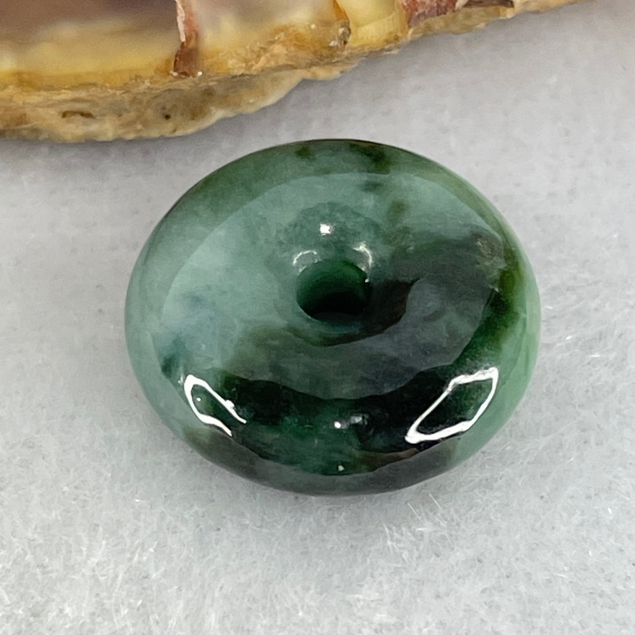 Type A Dark Green and Lavender Jadeite Ping An Kou Charm/Pendant 2.69g 15.5 by 5.8mm