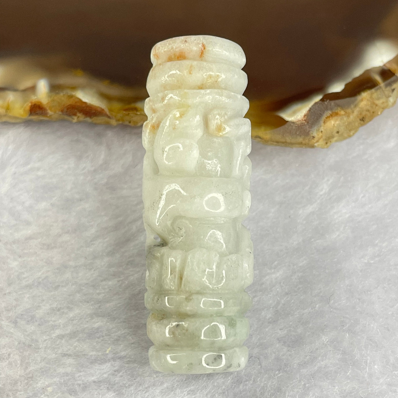 Type A Faint Lavender Jadeite Dragon Pillar Pendant 17.65g Height 42.5mm Width 13.5mm - Huangs Jadeite and Jewelry Pte Ltd