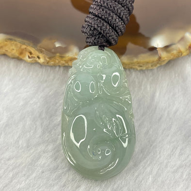 Type A Light Blueish Green Jadeite Pixiu Pendent 11.77g 32.6 by 18.2 by 9.7mm