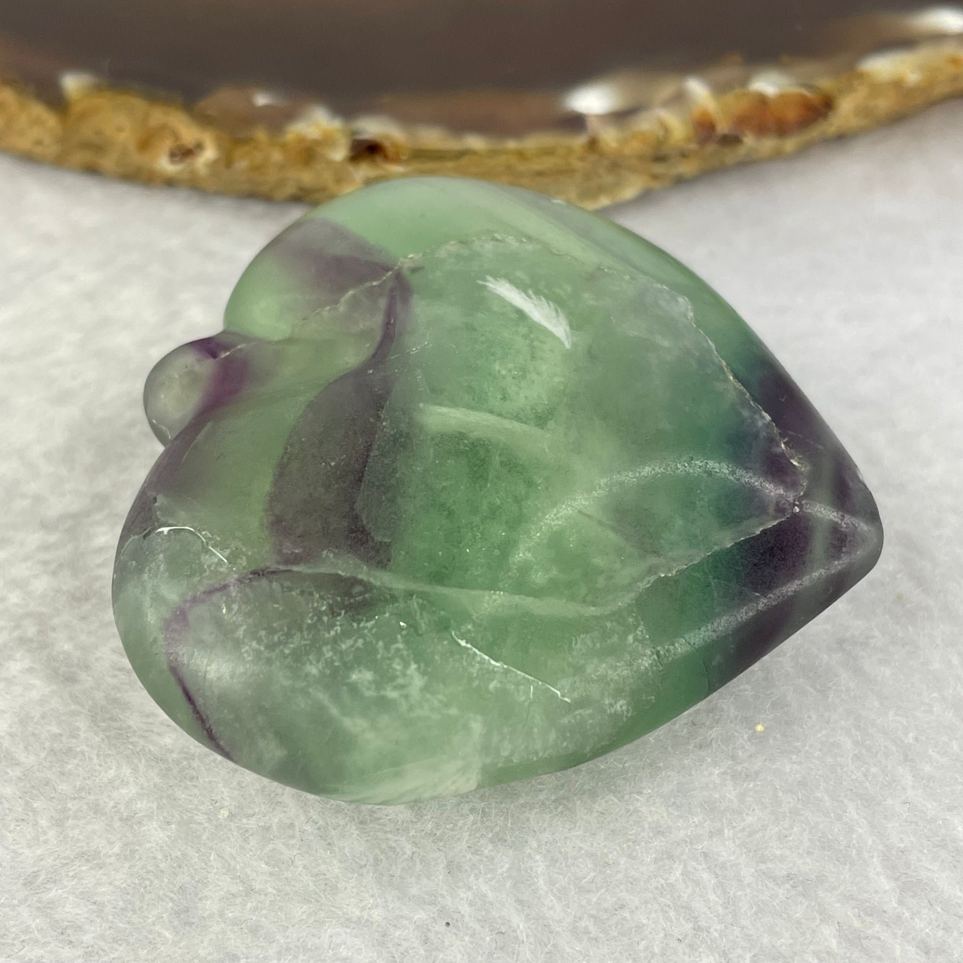 Natural Deep Intense Purple and Green Fluorite Crystal Mini Heart Display 87.63g 51.3 by 55.7 by 22.8mm - Huangs Jadeite and Jewelry Pte Ltd