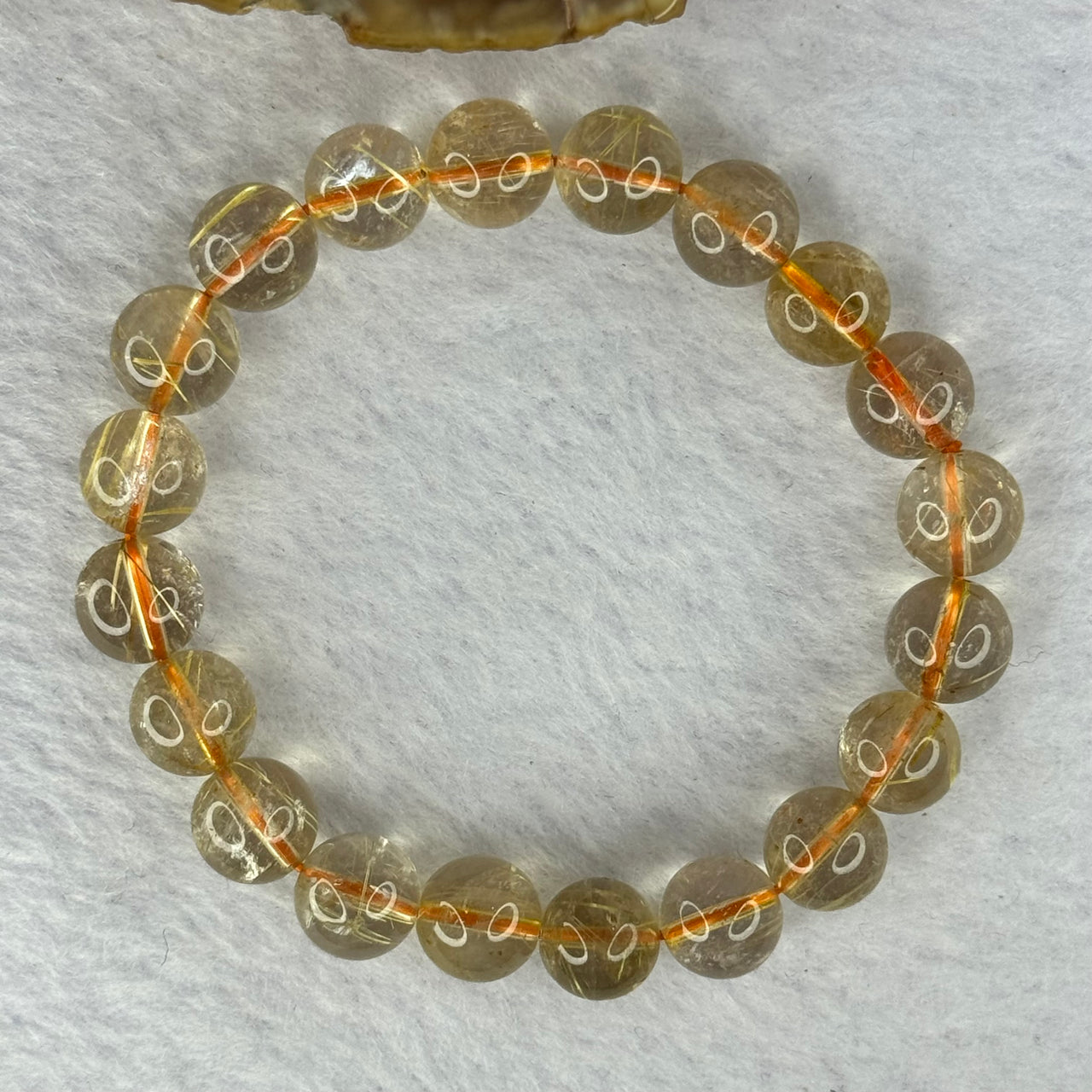 Natural Golden Rutilated Quartz Beads 天然金发水晶手链 25.27g 16.5cm 9.9mm 20 Beads - Huangs Jadeite and Jewelry Pte Ltd